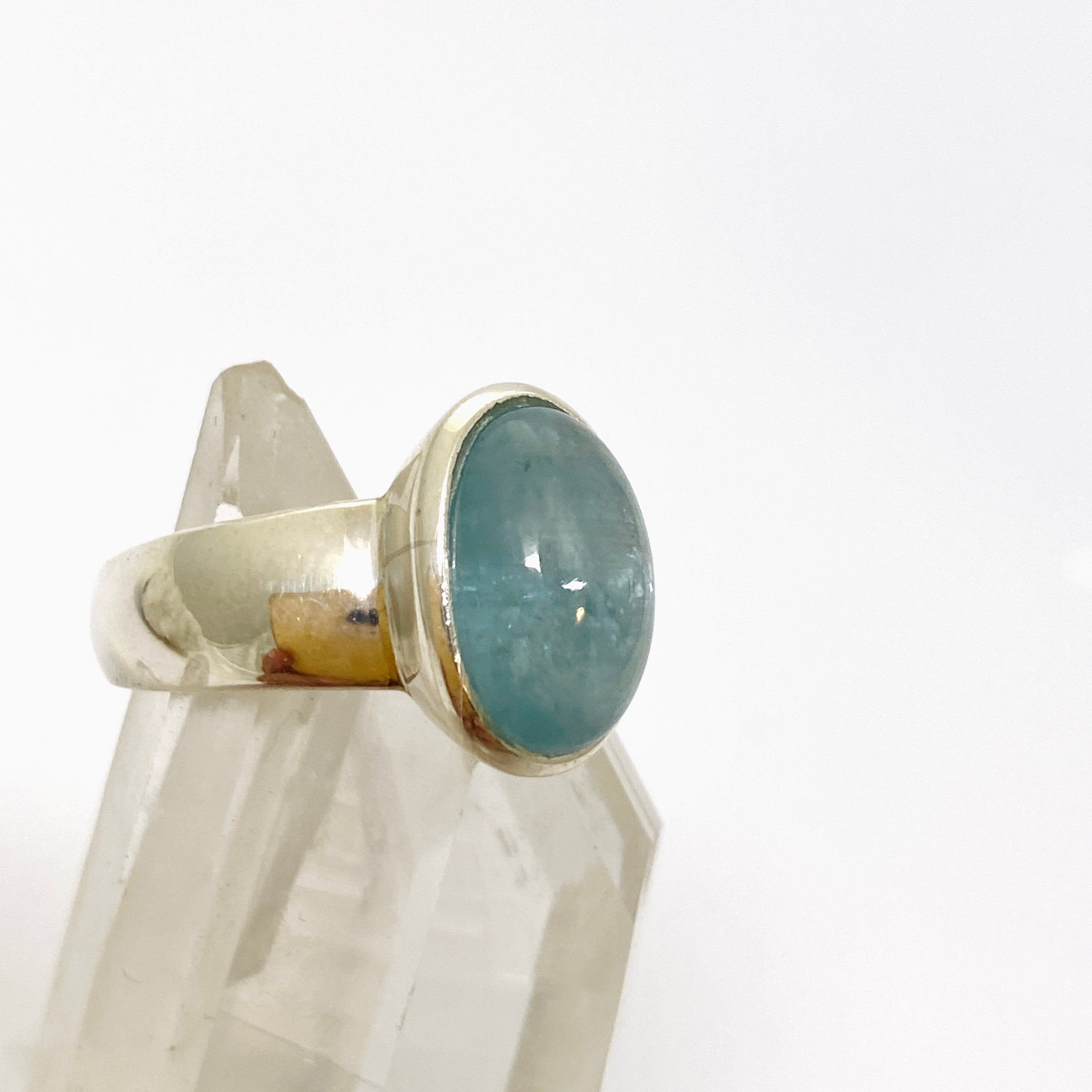 Natural Blue Kyanite Oval Cabochon Ring - Size 7 - African Sourced Gemstone - Handmade Silver Jewelry - Perfect for Engagement, Wedding & Everyday Wear