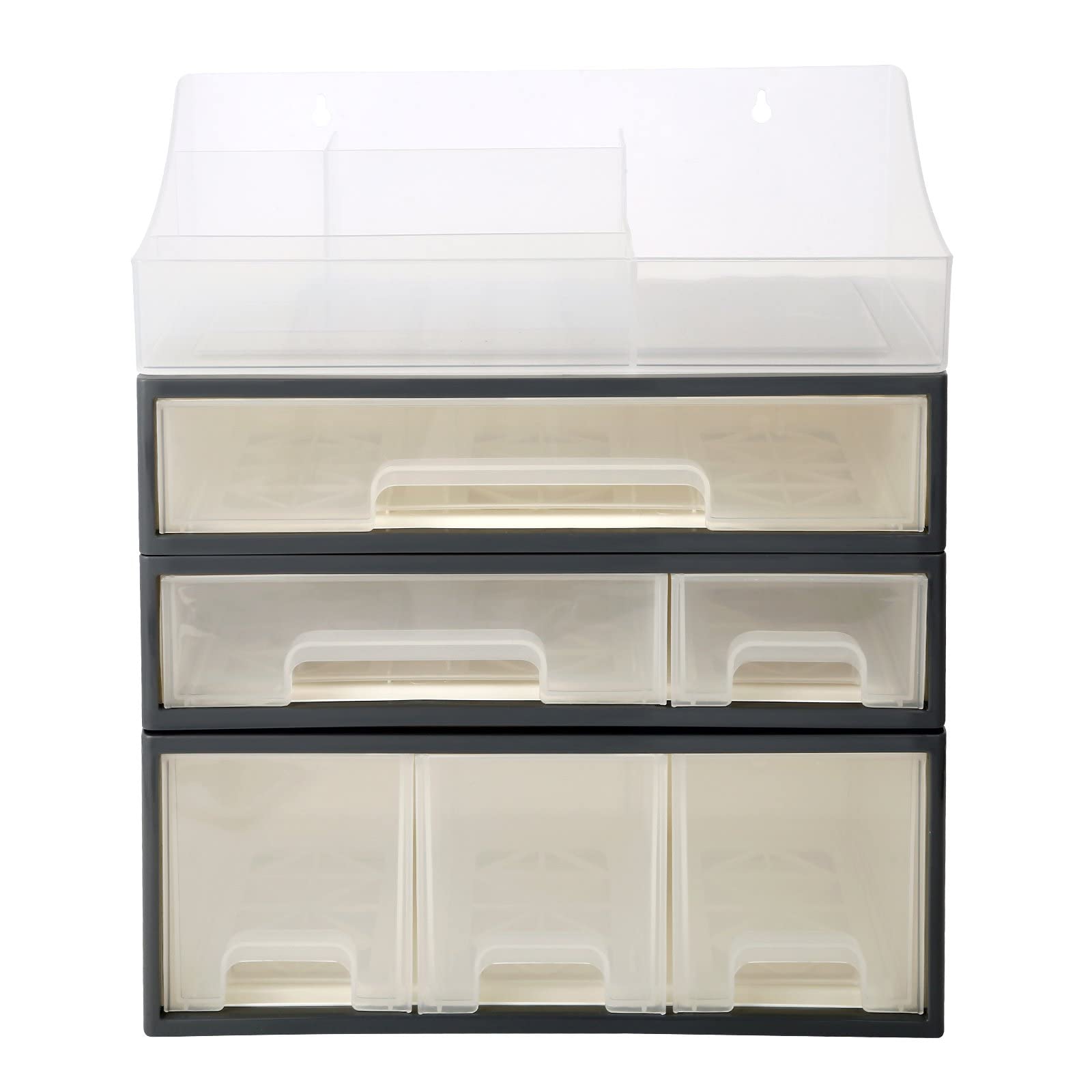 ROSELIFE 4-Piece Transparent Desktop Organizer Set - 6 Drawers & 5 Slots for Stationery, Spices, Medicine, Makeup Storage | Perfect for Office, Kitchen, Bathroom & Vanity Organization