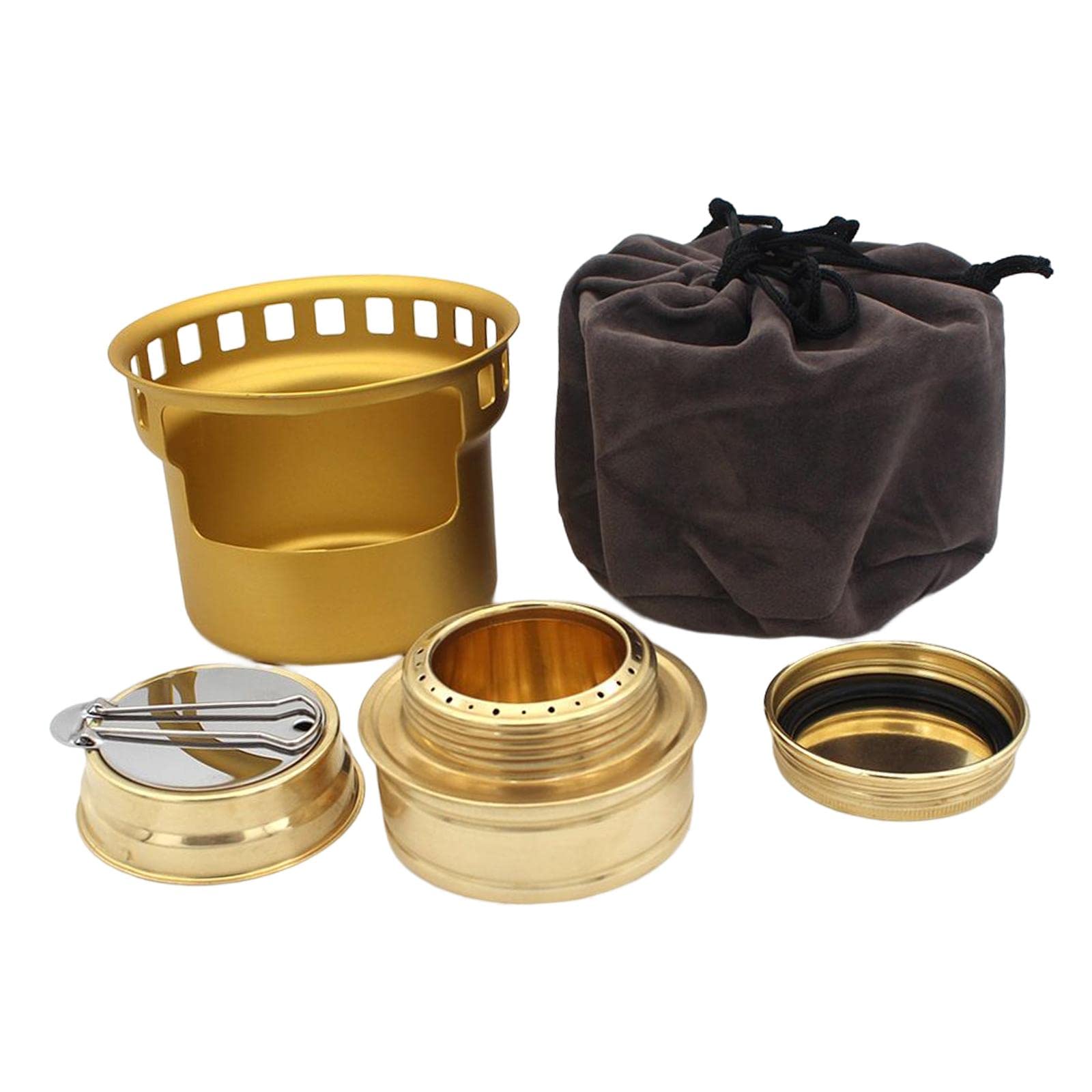 Harayaa Mini Spirit Stove Burner - Portable Gasifier Camping Stove with Storage Pouch | Lightweight Detachable Design for Hiking, Backpacking, Fishing & Outdoor Adventures | Compact Alcohol Stove for Emergency Cooking & Survival Gear