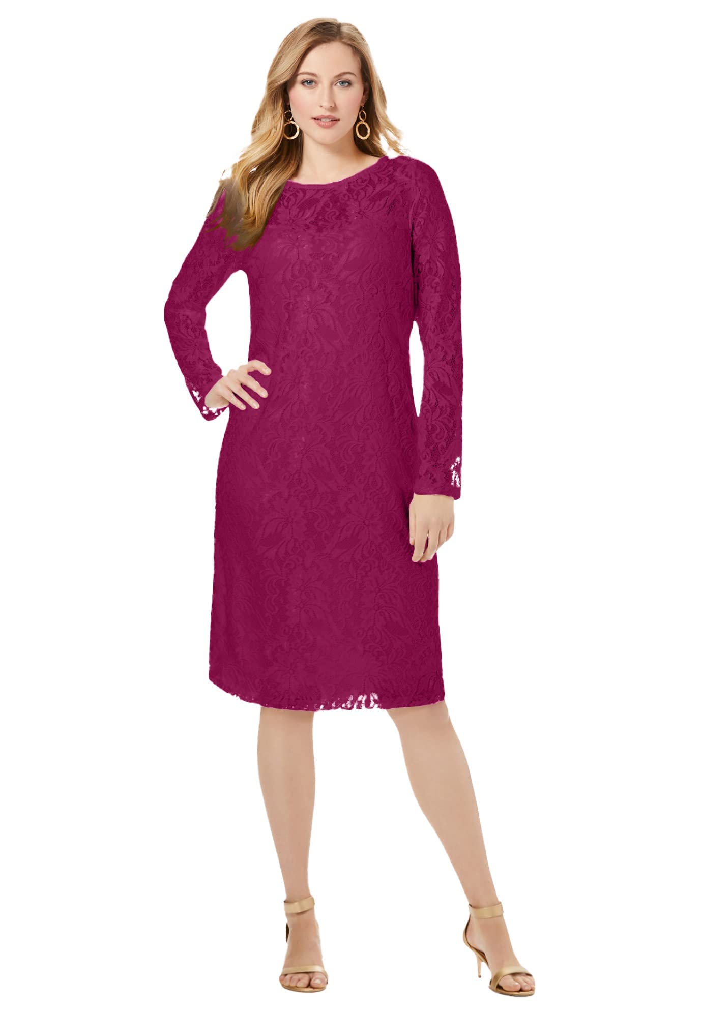 Jessica London Plus Size Stretch Lace Dress for Women | Casual & Party Wear