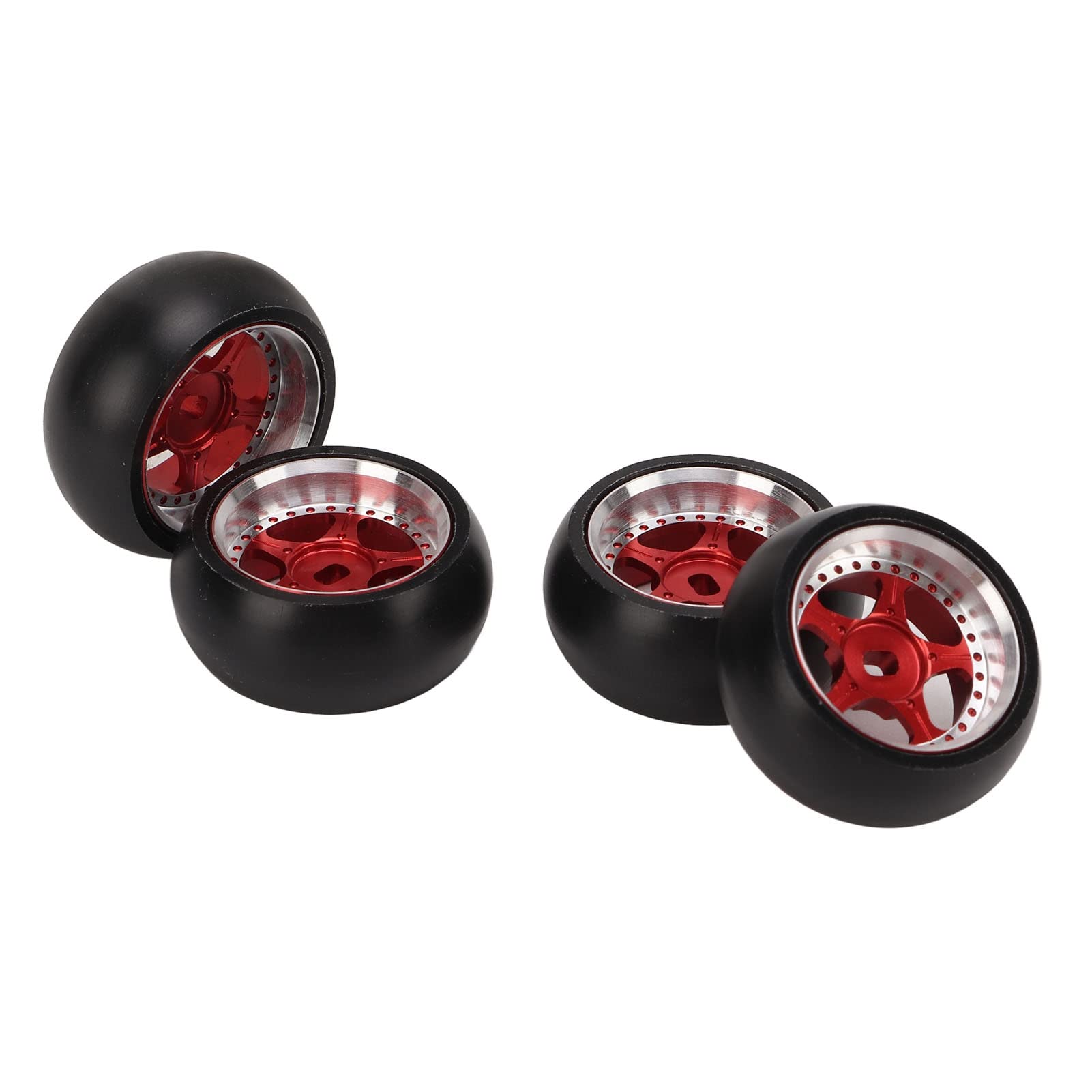 High-Performance Demeras RC Drift Tires - Durable & Flexible 1/28 Scale RC Car Tires with Smooth Surface for Superior Traction | Easy Install & Remove | Perfect for Drift Racing, RC Car Upgrades & Indoor/Outdoor Use (Red)