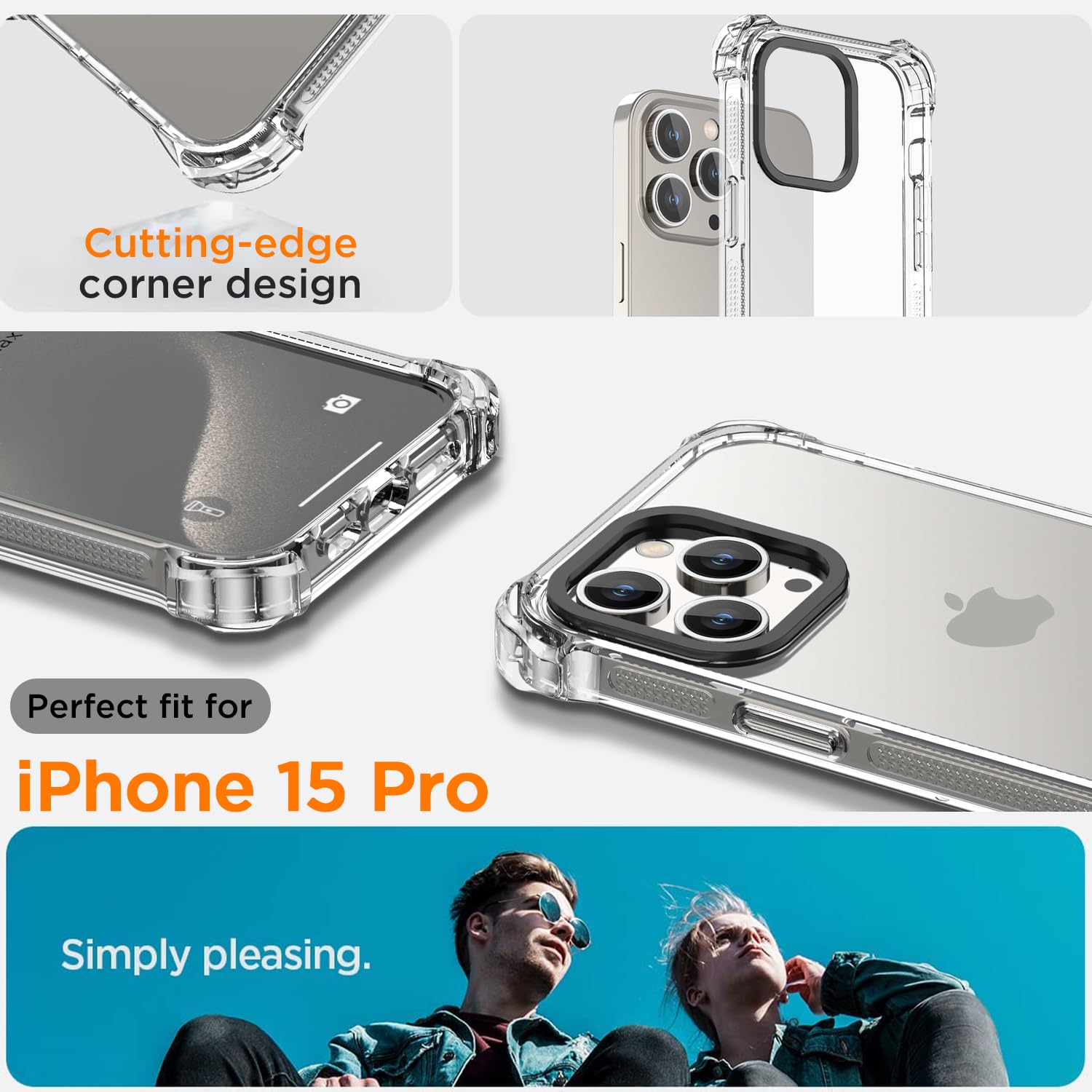 AICase Clear Shockproof iPhone 15 Pro Case | Military-Grade Drop Protection (21.3 FT) | Anti-Yellowing & Scratch-Resistant Cover | Perfect for Outdoor Activities, Sports & Daily Protection
