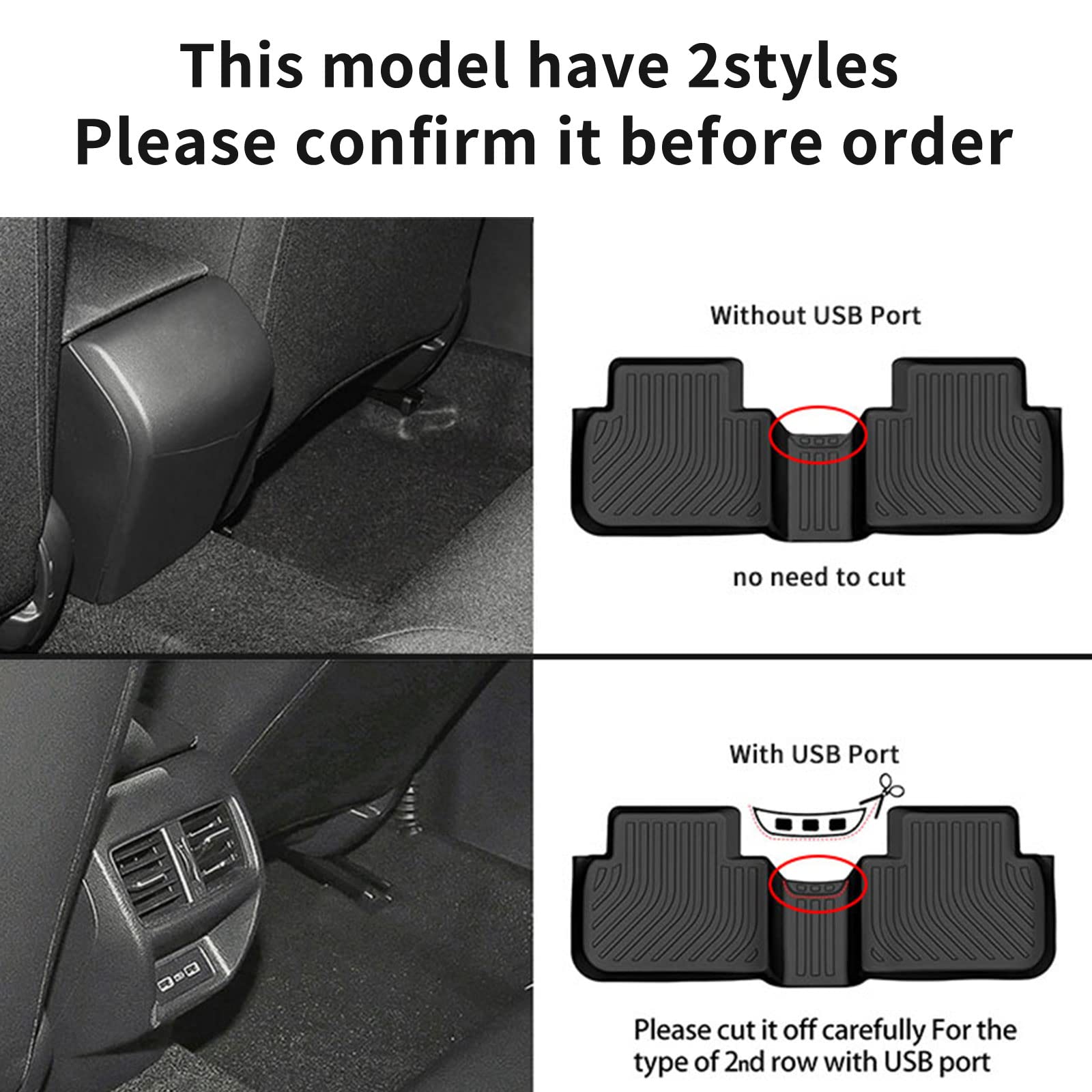 Premium All-Weather Floor Mats for Honda Civic 2022-2025 Models (Sedan/Hatchback/Si) - Heavy Duty Car Floor Liners with 2nd Row & USB Port Protection - Perfect for Daily Commute, Road Trips & Winter Weather - Black