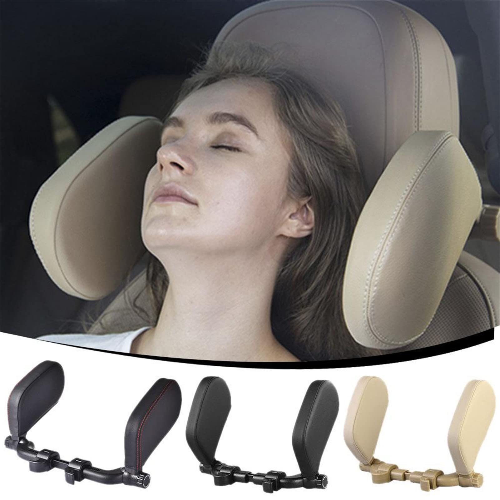 HNCXHX Car Headrest Pillow - Memory Foam Neck Support Pillow for Travel, Sleeping & Long Drives - Ergonomic Design for Kids, Adults & Seniors - Breathable Mesh Cover (Black) | Perfect for Road Trips, Commuting & Airplane Travel
