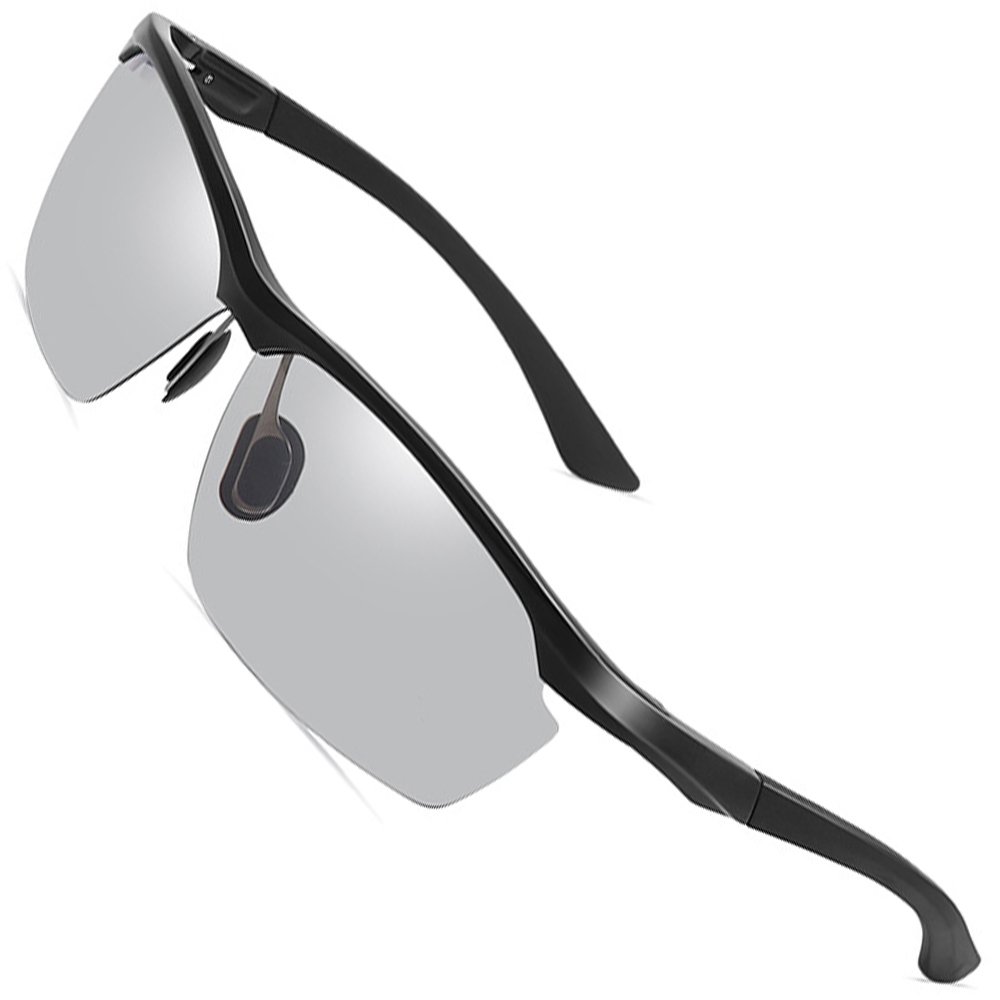 Unisex Photochromic Polarized Sunglasses for Men & Women - UV Protection Sports Fishing Driving Glasses with Metal Frame - Perfect for Outdoor Activities, Beach, Cycling and Road Trips