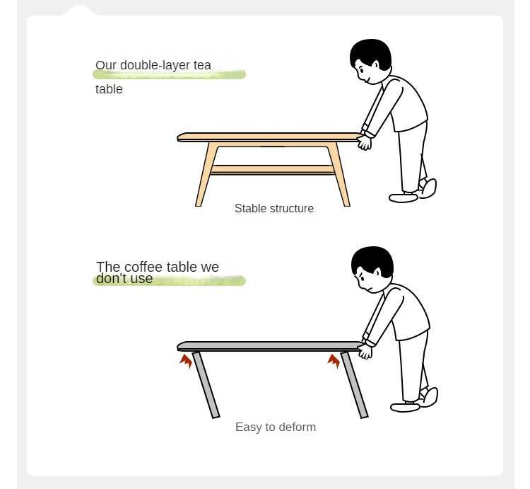 Solid Oak Wood Modern Coffee Table - Stylish & Durable Living Room Furniture for Home Decor