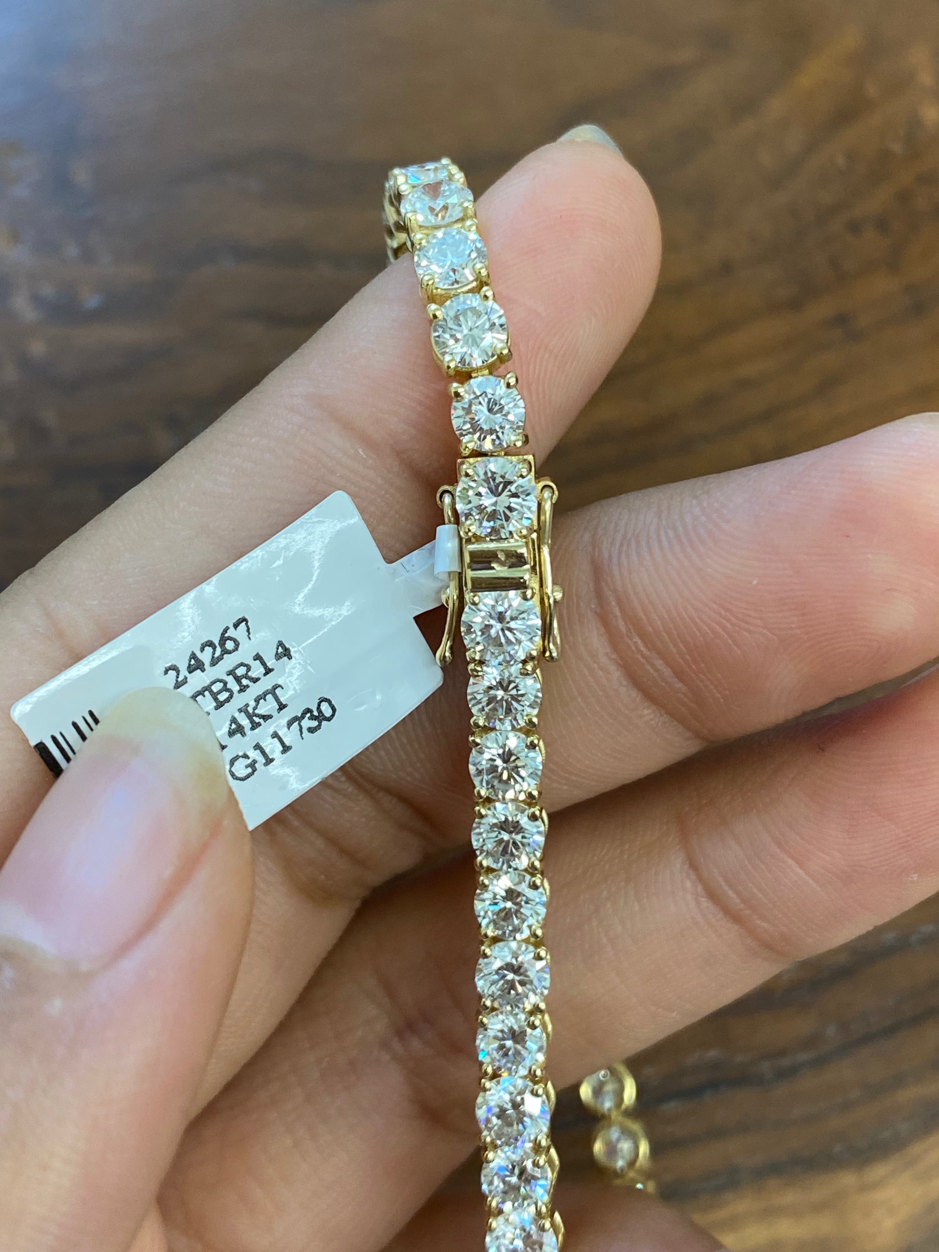 11.73 CT Lab-Created Yellow Diamond Tennis Bracelet - 7.25 Inches Elegant Gold Jewelry for Women, Perfect for Weddings, Parties & Special Occasions