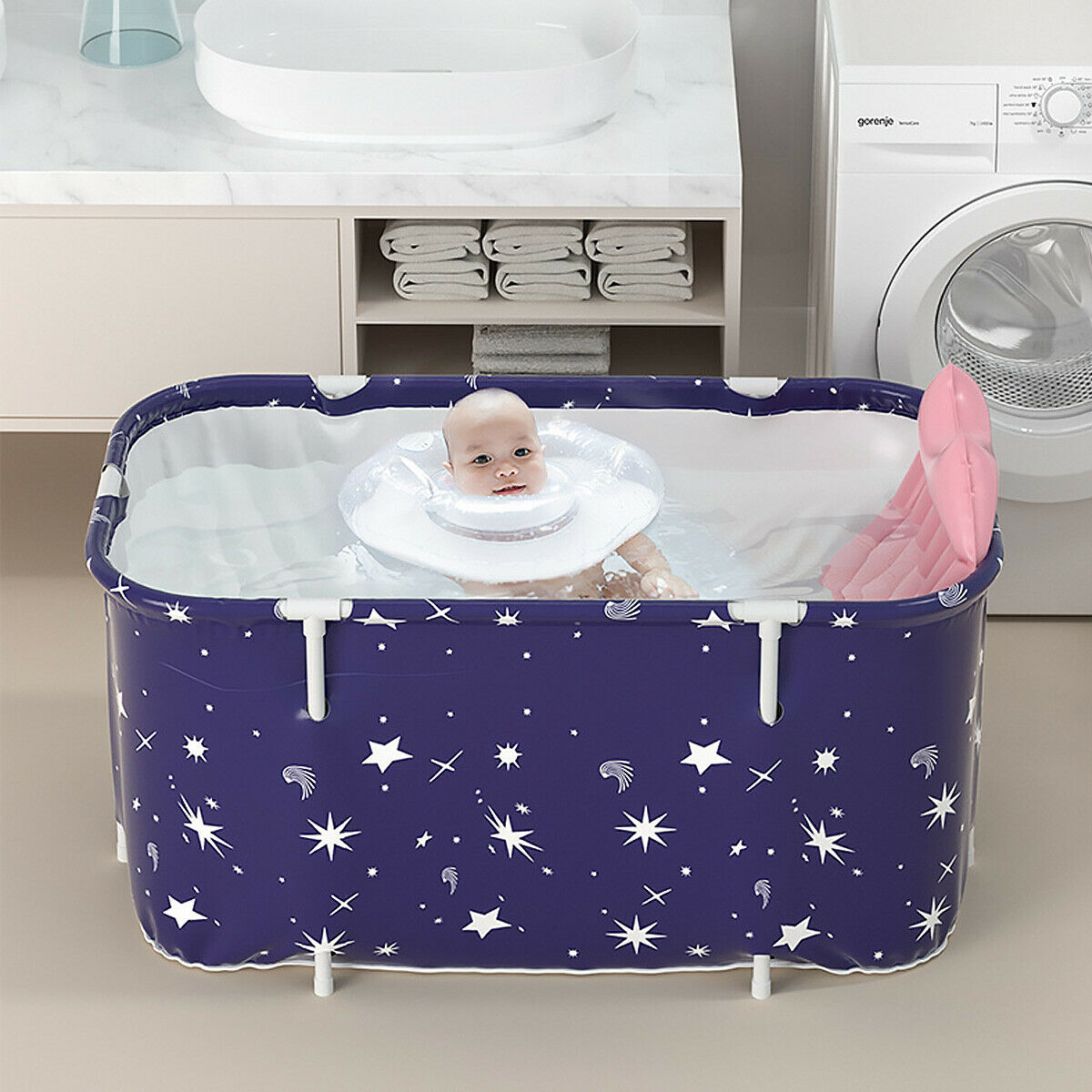 120CM Large Folding Bathtub Barrel for Adults - Portable Spa Sauna Tub for Home Relaxation, Perfect for Family Bath Time and Stress Relief