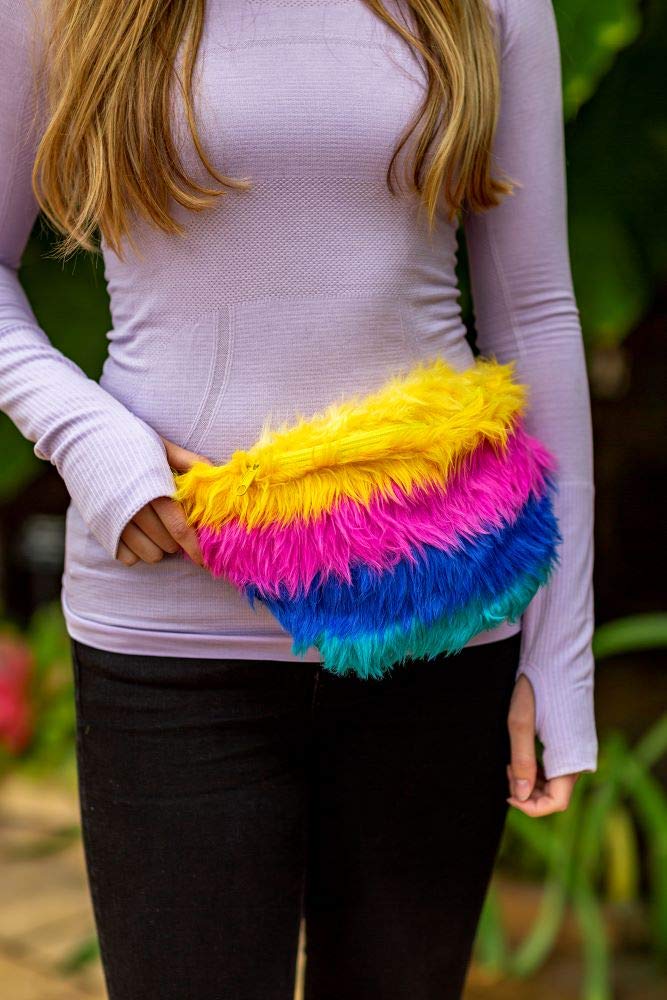 Funny Guy Mugs Bright Lights Rainbow Fur Fanny Pack - Trendy Waist Bag for Festivals, Raves & Outdoor Adventures