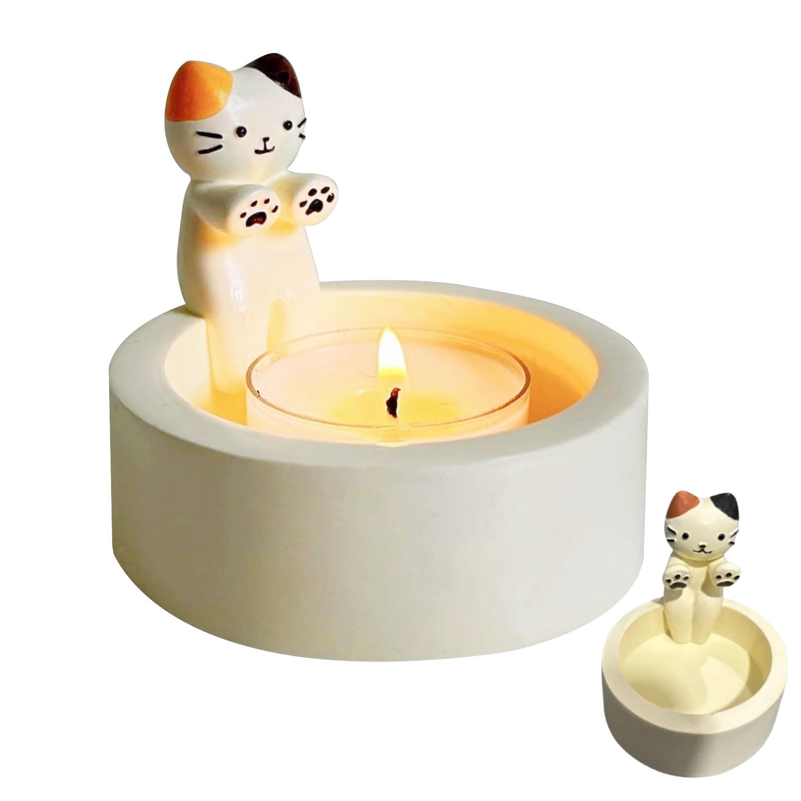 Cartoon Cat Candle Holder - Adorable Kitten Warming Paws Tea Light Holder for Home Decor, Gifts & Relaxation (Candles Not Included, Colorful Options)