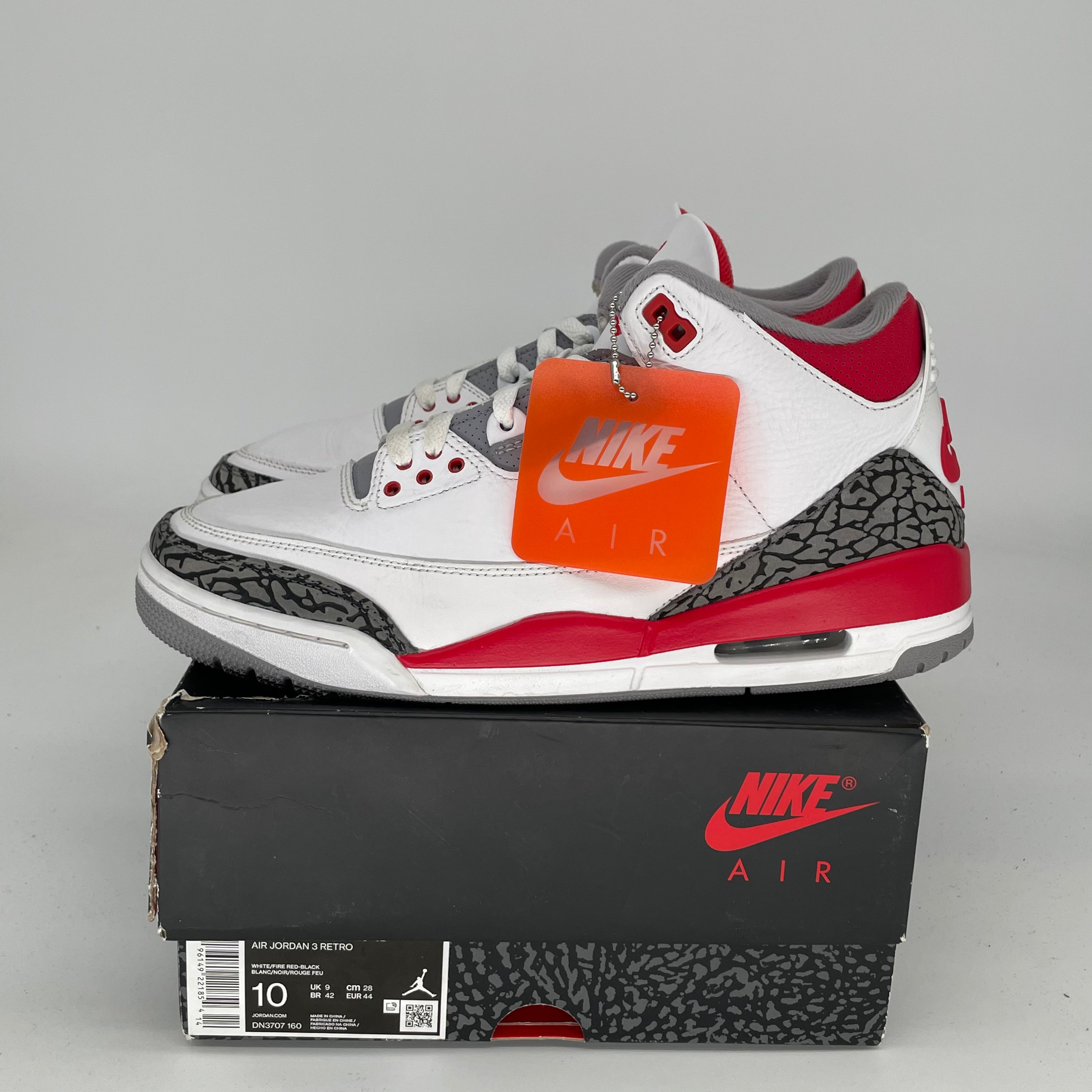 AIR JORDAN 3 Retro Fire Red Men's Basketball Shoes Size 10 - DN3707-160 | Authentic Sneakers for Streetwear & Basketball Games