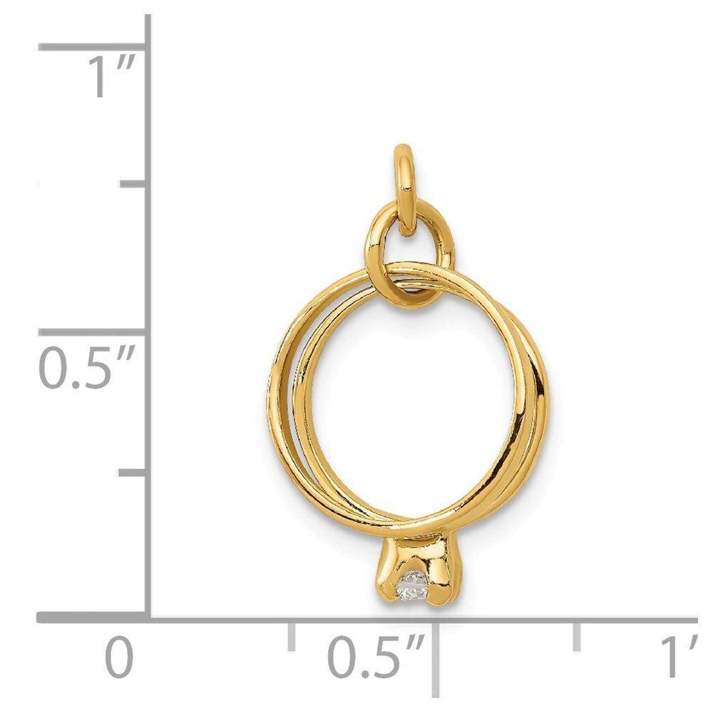 14K Solid Yellow Gold Wedding Ring Charm Pendant - 19mm x 15mm for Jewelry Making, DIY Crafts, Necklace & Bracelet Charms