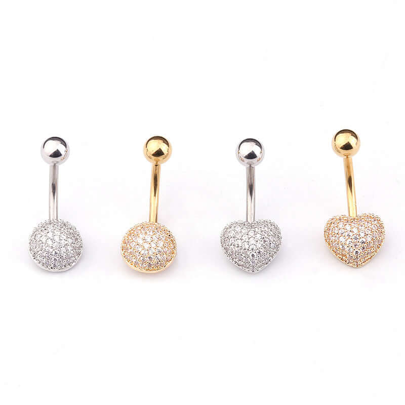 14G Dainty Heart Belly Button Ring - Gold Plated Surgical Steel Navel Piercing Jewelry for Women | ER8532 | Perfect for Everyday Wear, Beach Outfits & Summer Fashion