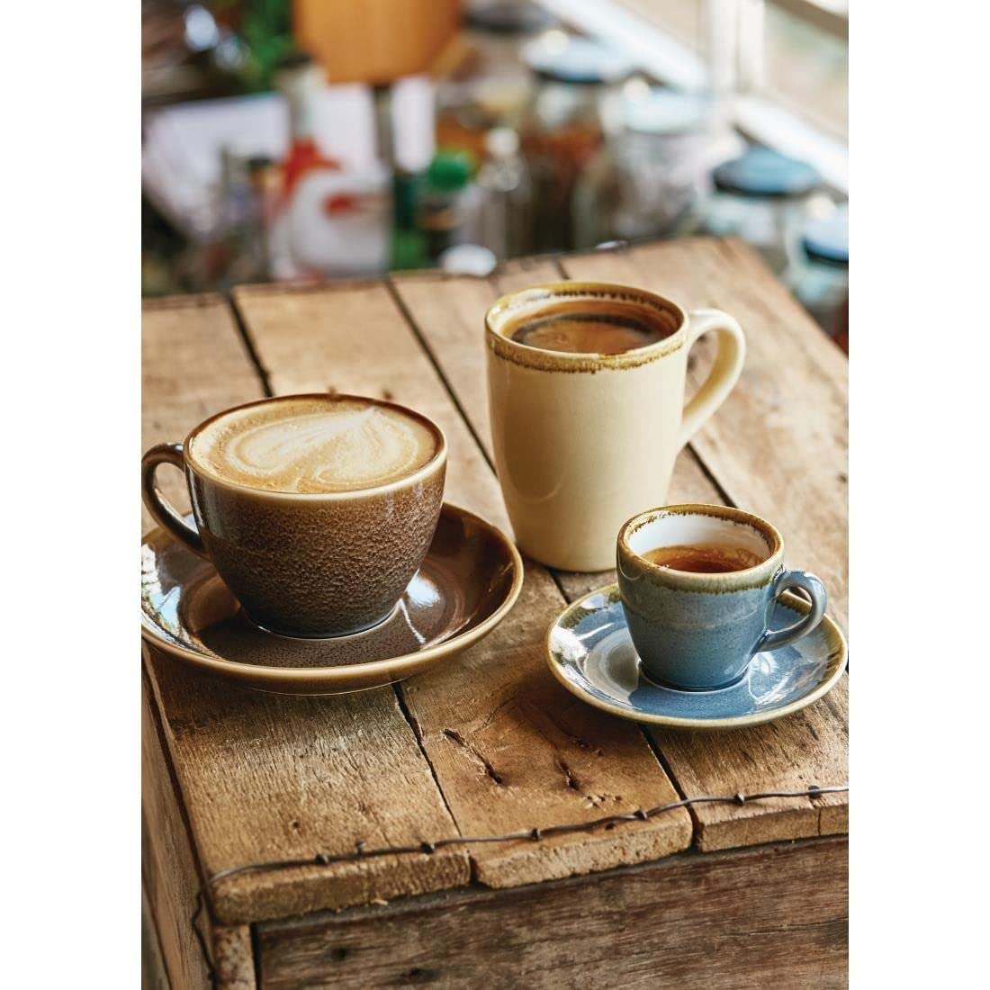 Premium Kiln Espresso Saucer Set - 6-Piece Coffee Tableware with 115mm (4.5