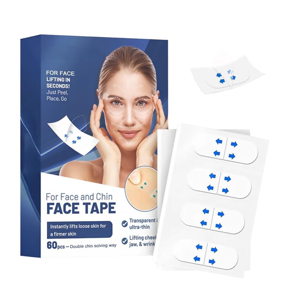 V-Face Lifting Invisible Adhesive Tape - 60Pcs Anti-Aging Face & Neck Tape for Sagging Skin & Double Chin - 2025 New Skin Tightening Solution - Perfect for Daily Use, Special Events & Photo Shoots