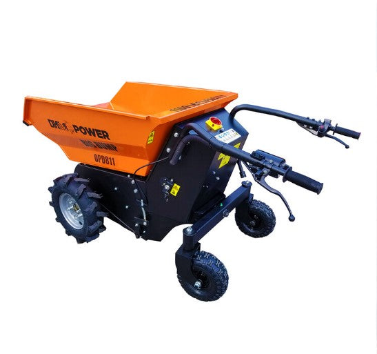 DK2 OPD811 8 cu. ft. 1100 lbs Capacity Electric Dump Cart with Auto Stop Release & Brake - Heavy Duty Utility Cart for Landscaping, Construction & Farm Use