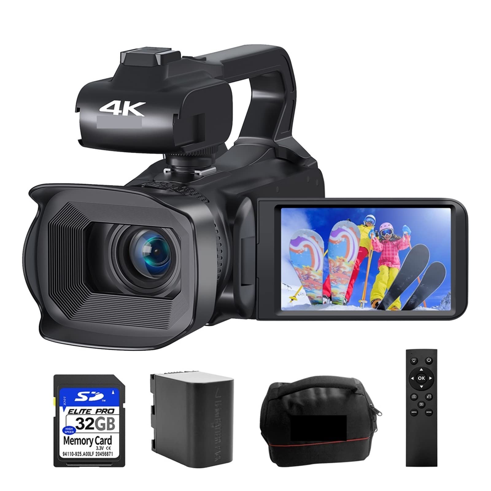 AUBEST 4K 60FPS Digital Camcorder with 64MP Sensor, 18X Zoom & 4.0