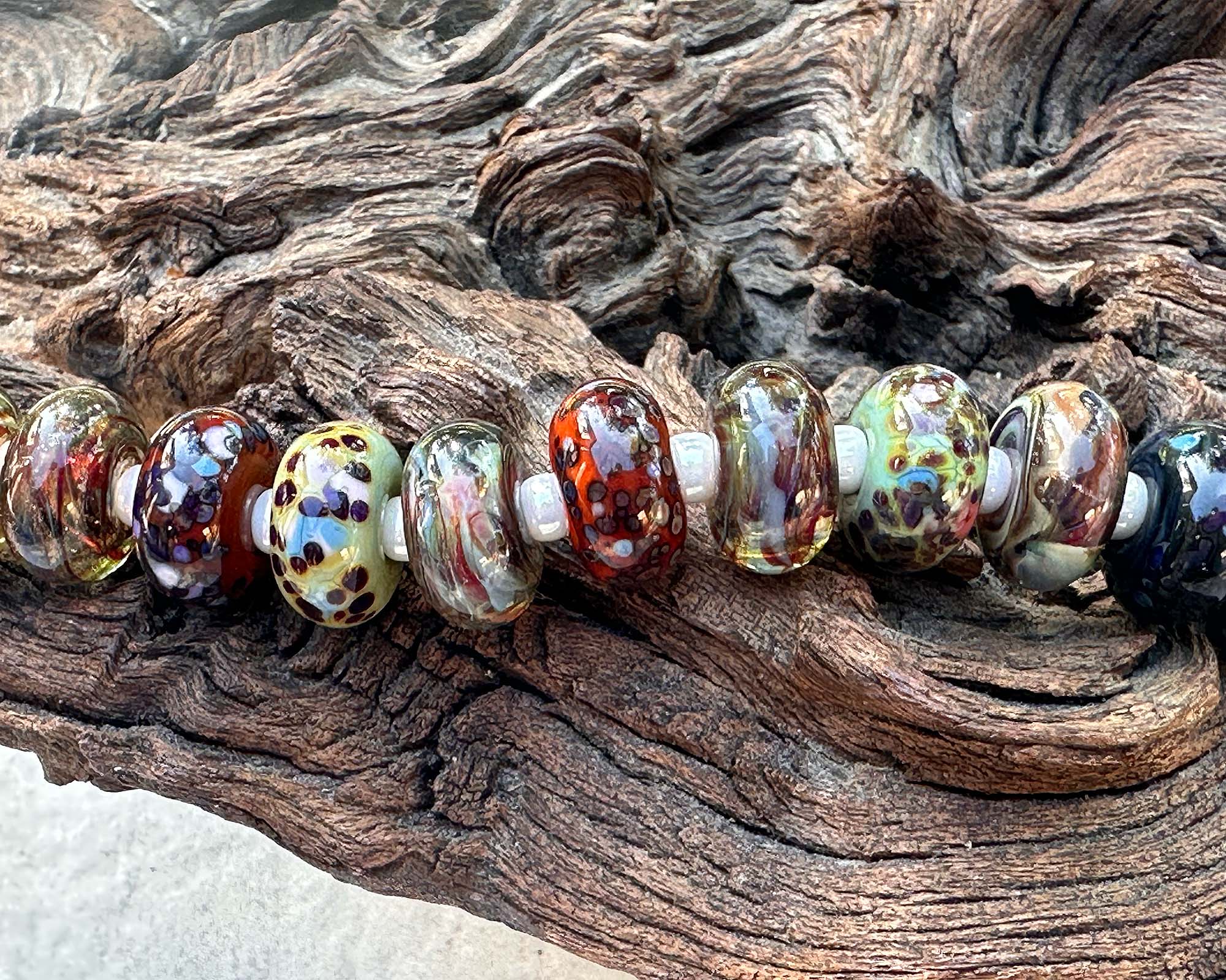 12-Piece Fall Mix Lampwork Glass Beads for Jewelry Making - DIY Craft Supplies for Necklaces, Bracelets & Earrings - Perfect for Autumn-Themed Accessories
