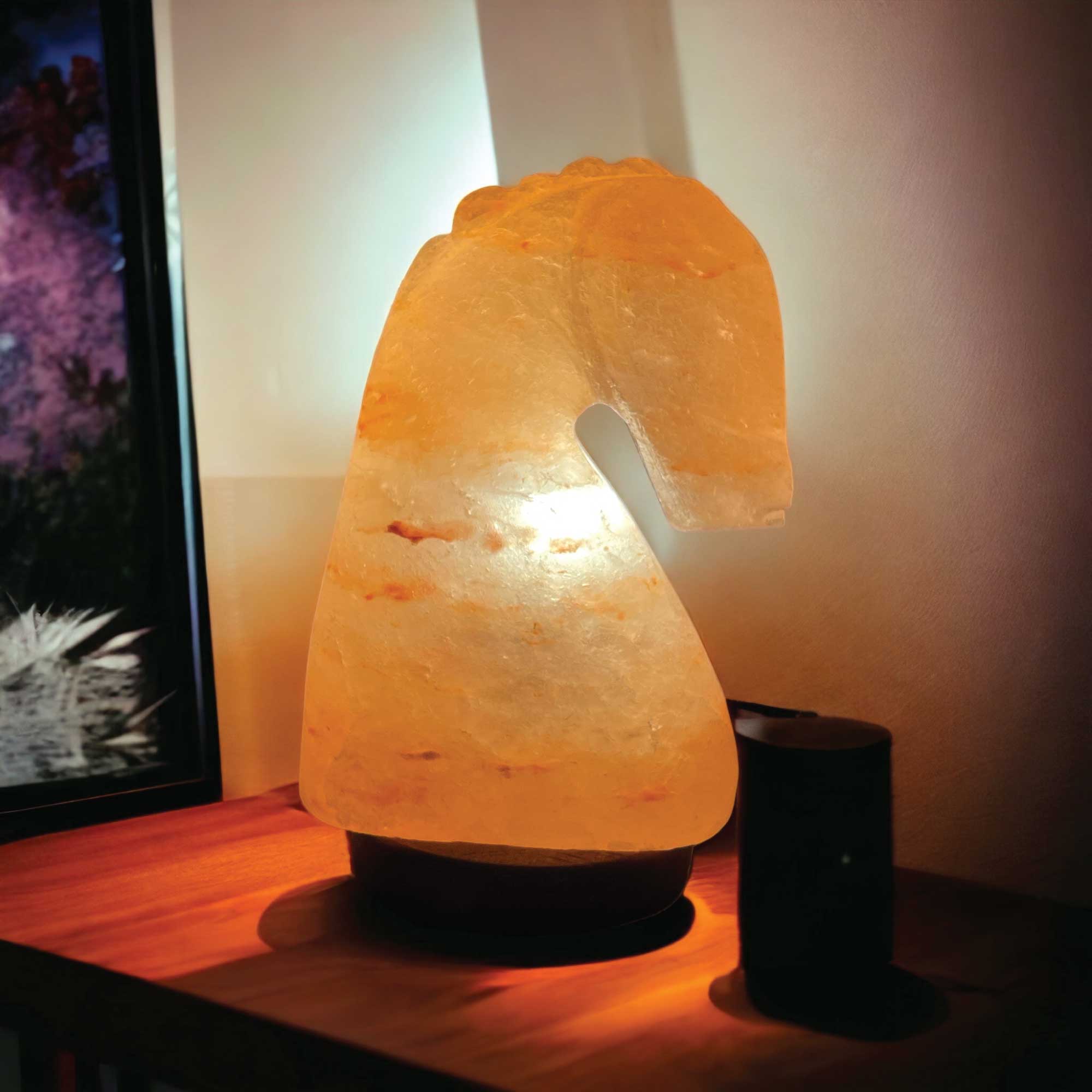 12V 12W Himalayan Pink Salt Lamp - Hand Carved Knight Rock Crystal Night Light with On/Off Switch for Bedroom, Yoga Room, Meditation Space & Home Decor