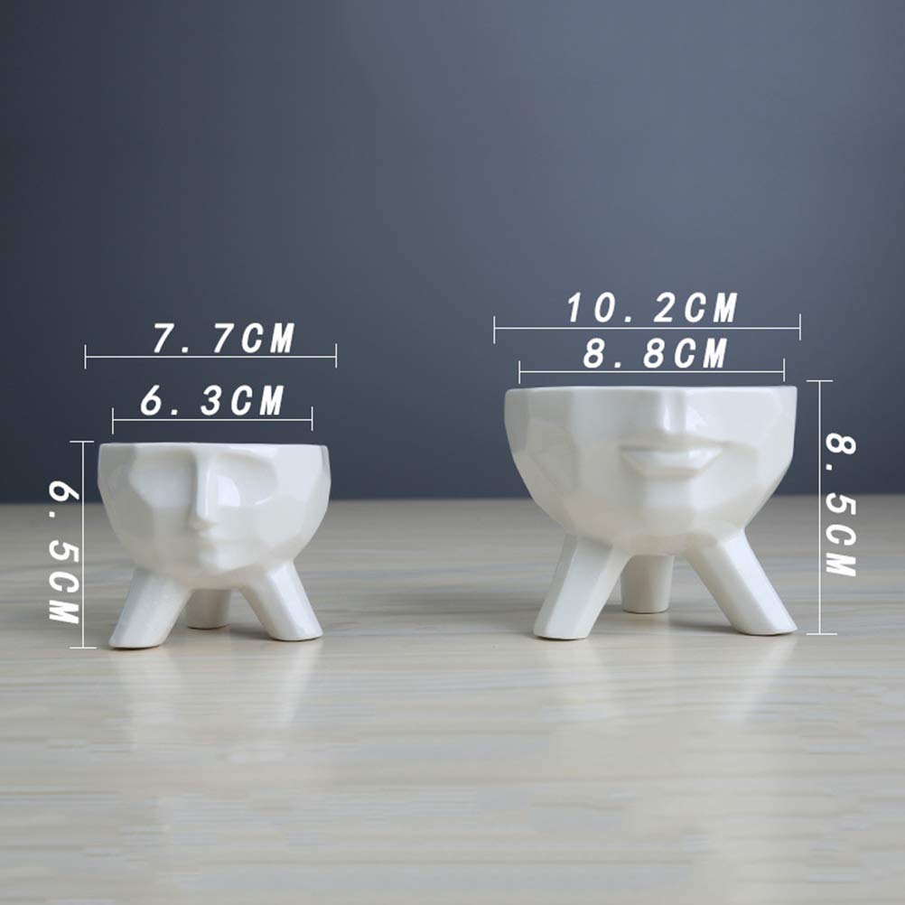 Cabilock White Ceramic Face Flower Vase - Small Desktop Planter for Succulents, Cactus & Air Plants - Indoor Decorative Plant Holder & Unique Home Office Decor