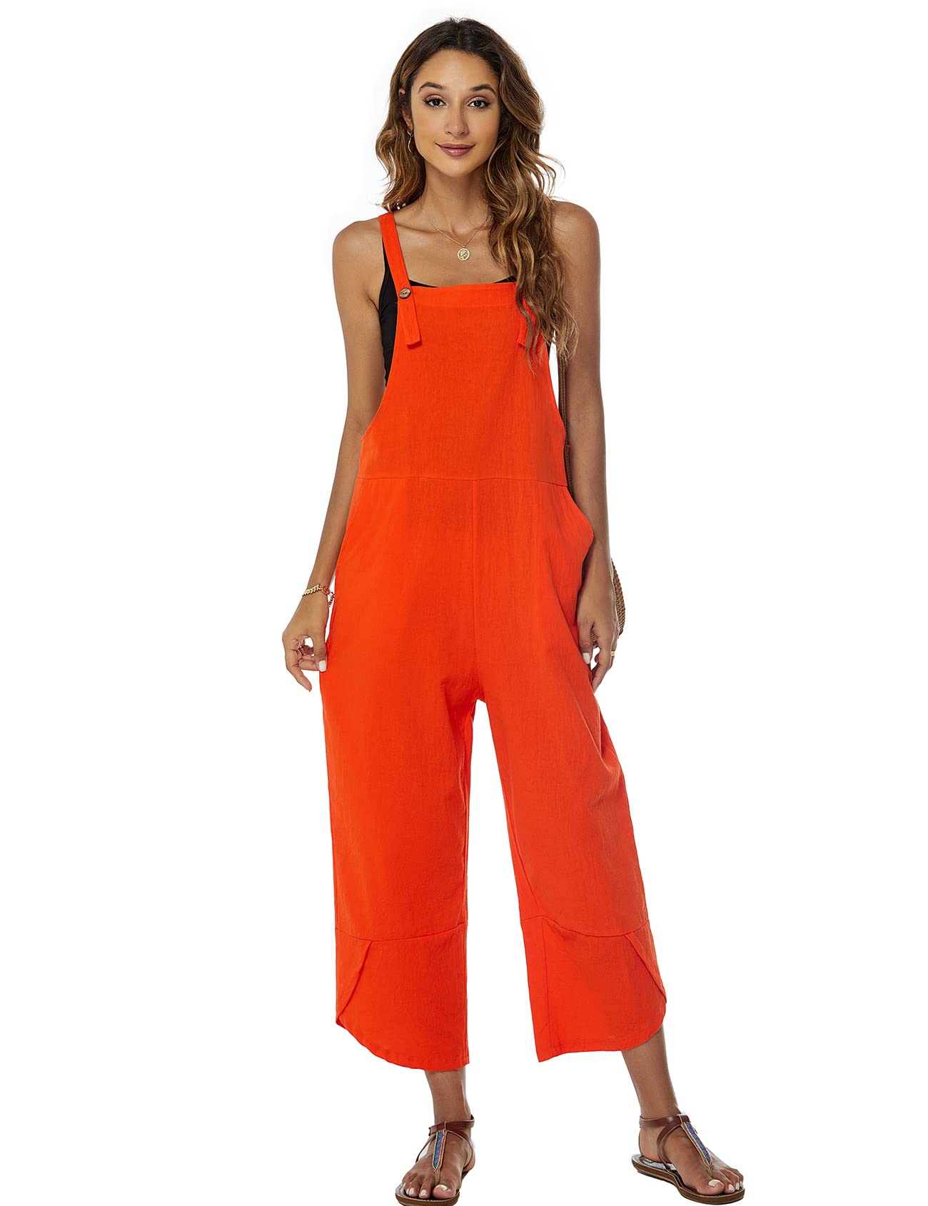 Kissonic Women's Casual Cotton Bib Overalls - Loose Baggy Wide Leg Jumpsuit with Pockets | Comfortable Workwear & Fashion Outfit for Daily Wear, Gardening, and Outdoor Activities