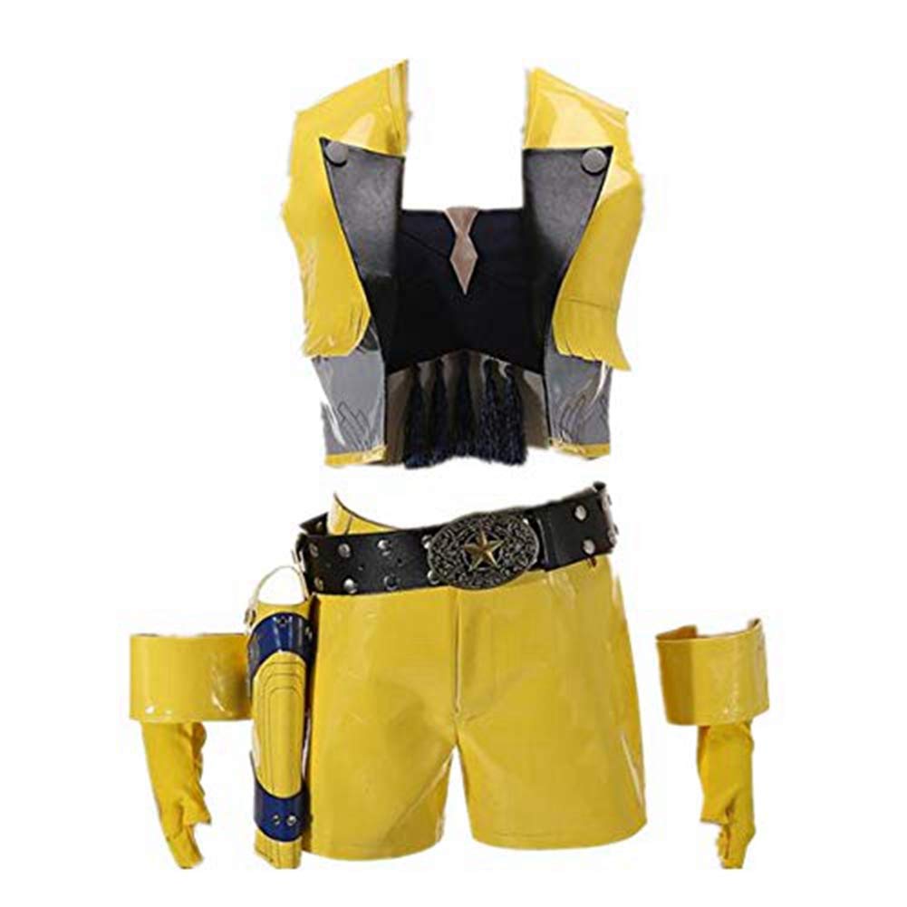 Space Ishtar Cosplay Costume Set - Yellow Faux Leather Vest, Top, Shorts & Belt for Adults | Anime Game Character Outfit for Halloween, Cosplay Events & Themed Parties