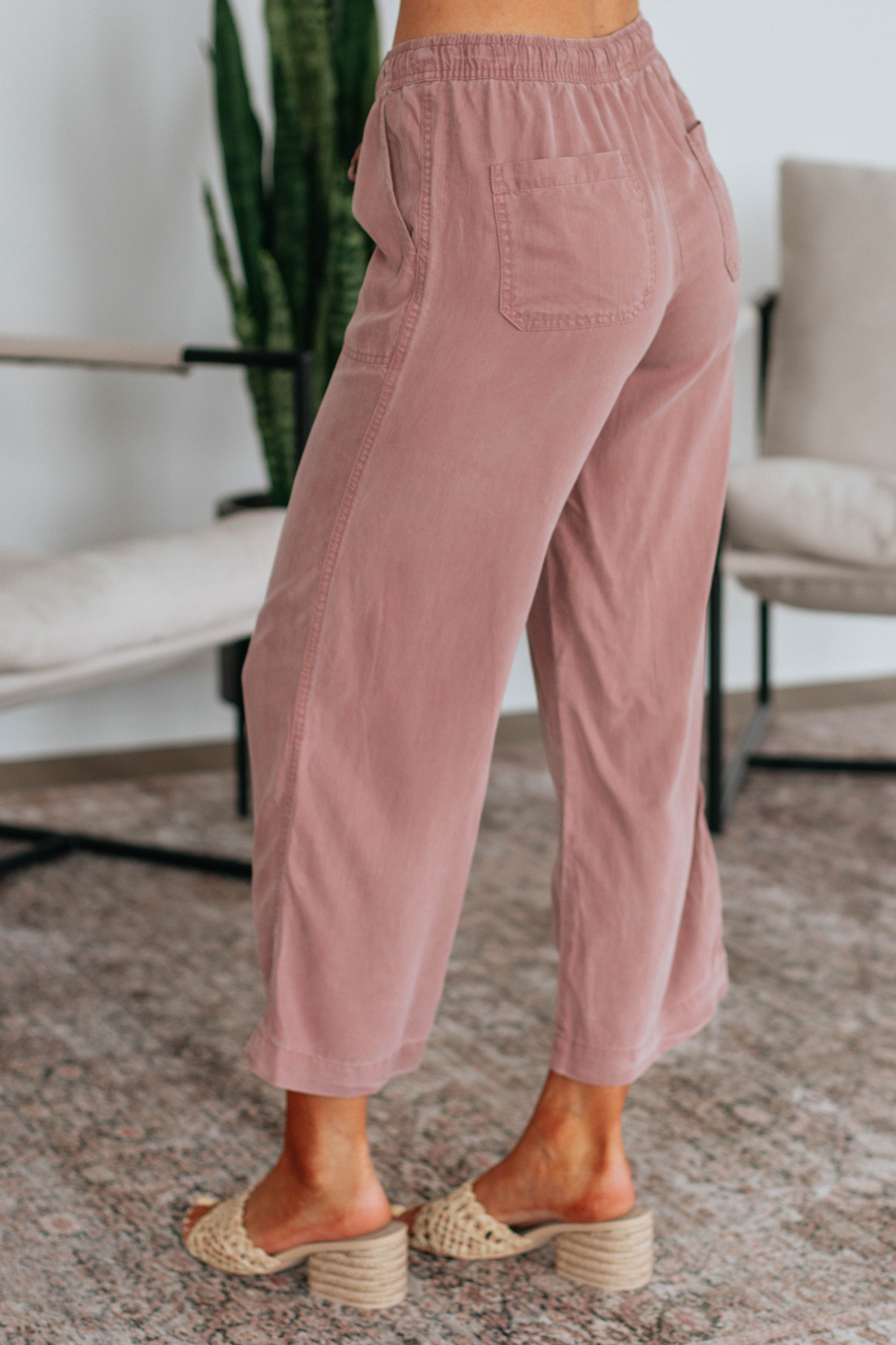 Duncan Casual Pants for Women - Soft Mauve Trousers with Comfortable Elastic Waist | Perfect for Work, Travel & Everyday Wear