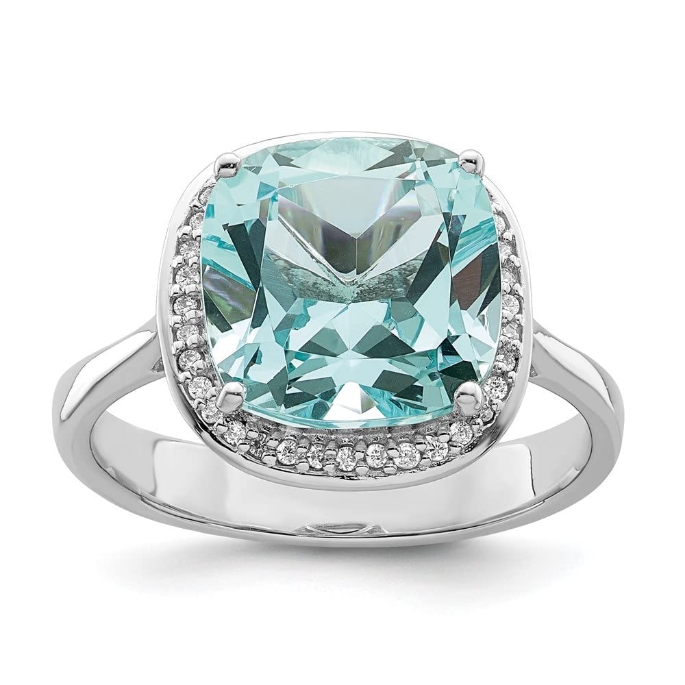 925 Sterling Silver Rhodium-Plated Light Blue Cubic Zirconia Halo Ring for Women | Elegant Engagement Promise Wedding Jewelry Gift | Perfect for Anniversaries, Proposals & Special Occasions
