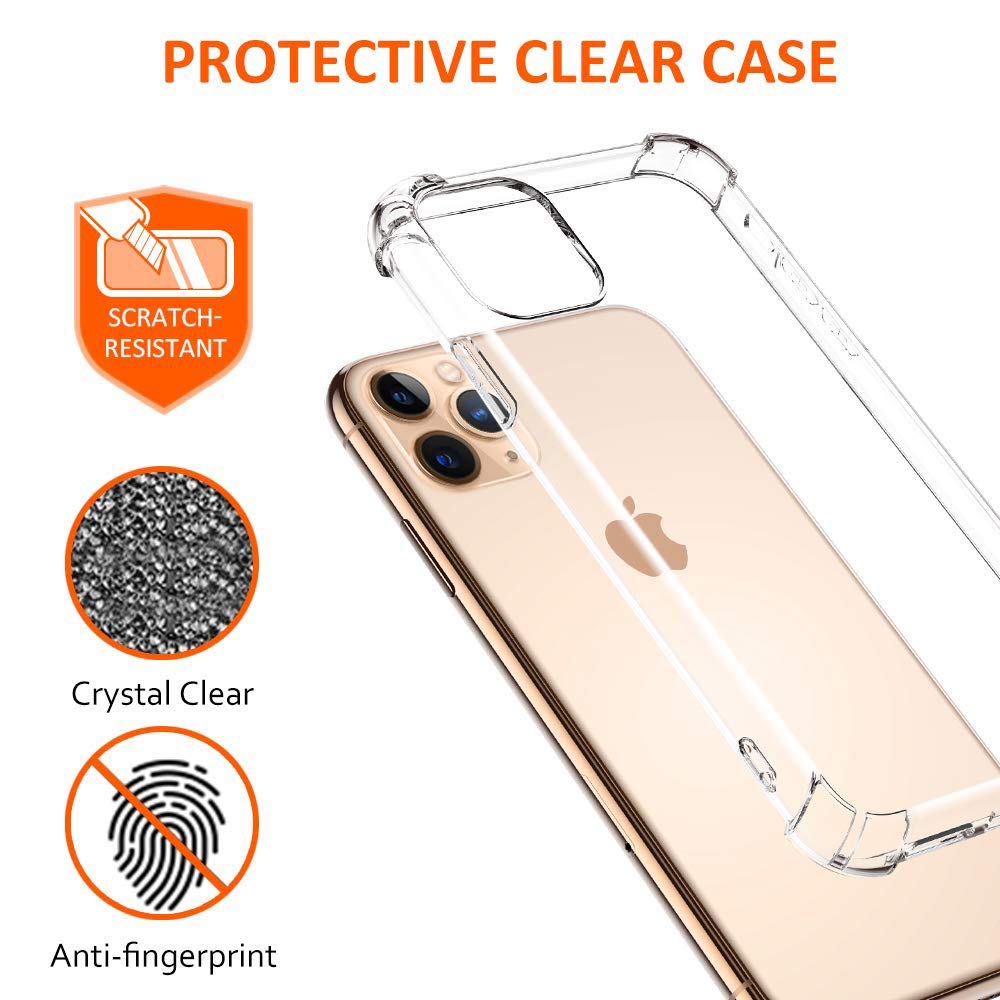 [2-Pack] Crystal Clear Protective Case for iPhone 11 Pro Max 6.5 Inch (2019) - Slim Fit, Shockproof & Scratch Resistant Cover | Perfect for Daily Use, Work & Outdoor Activities