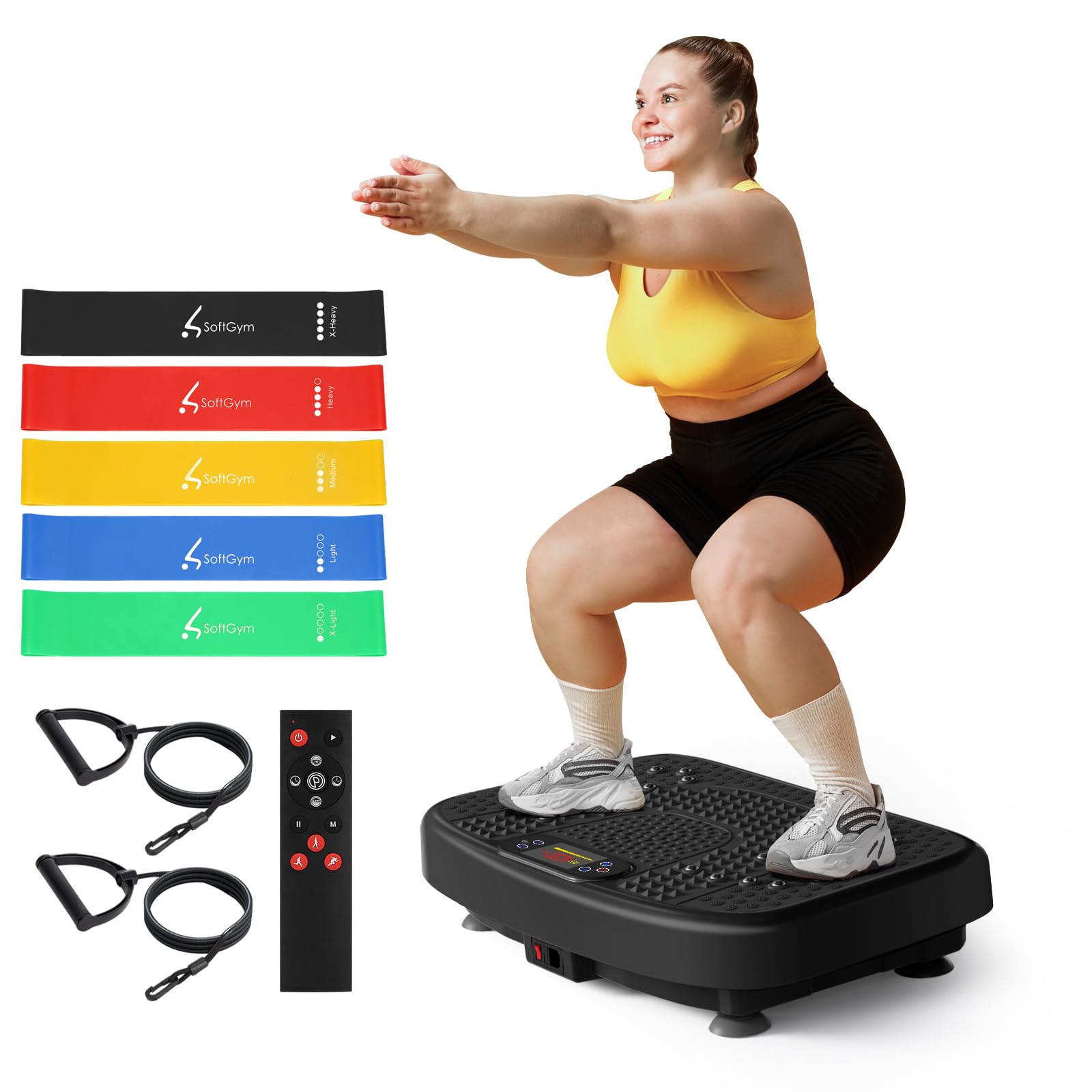 SoftGym Power Vibration Plate Machine - 300-400 lbs Capacity Whole Body Workout Platform for Lymphatic Drainage, Weight Loss & Home Fitness | Ideal for Detox, Circulation & Muscle Recovery