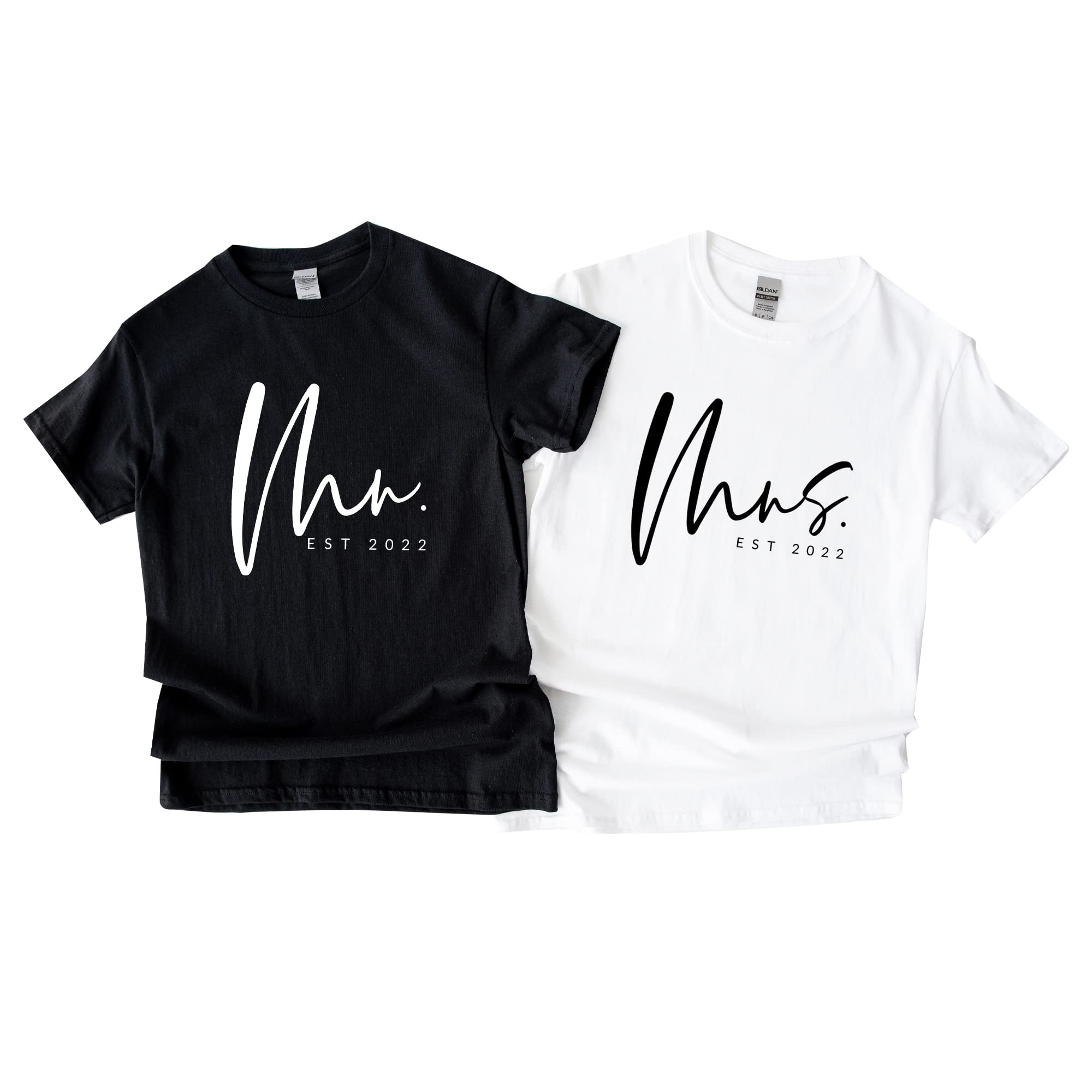 Custom Mr & Mrs Shirts for Couples - Cute Bride Gift, Just Married T-Shirt, Engagement & Honeymoon Apparel - Unisex Cotton Tee with Script Design for Wedding Parties, Bridal Showers & Romantic Getaways