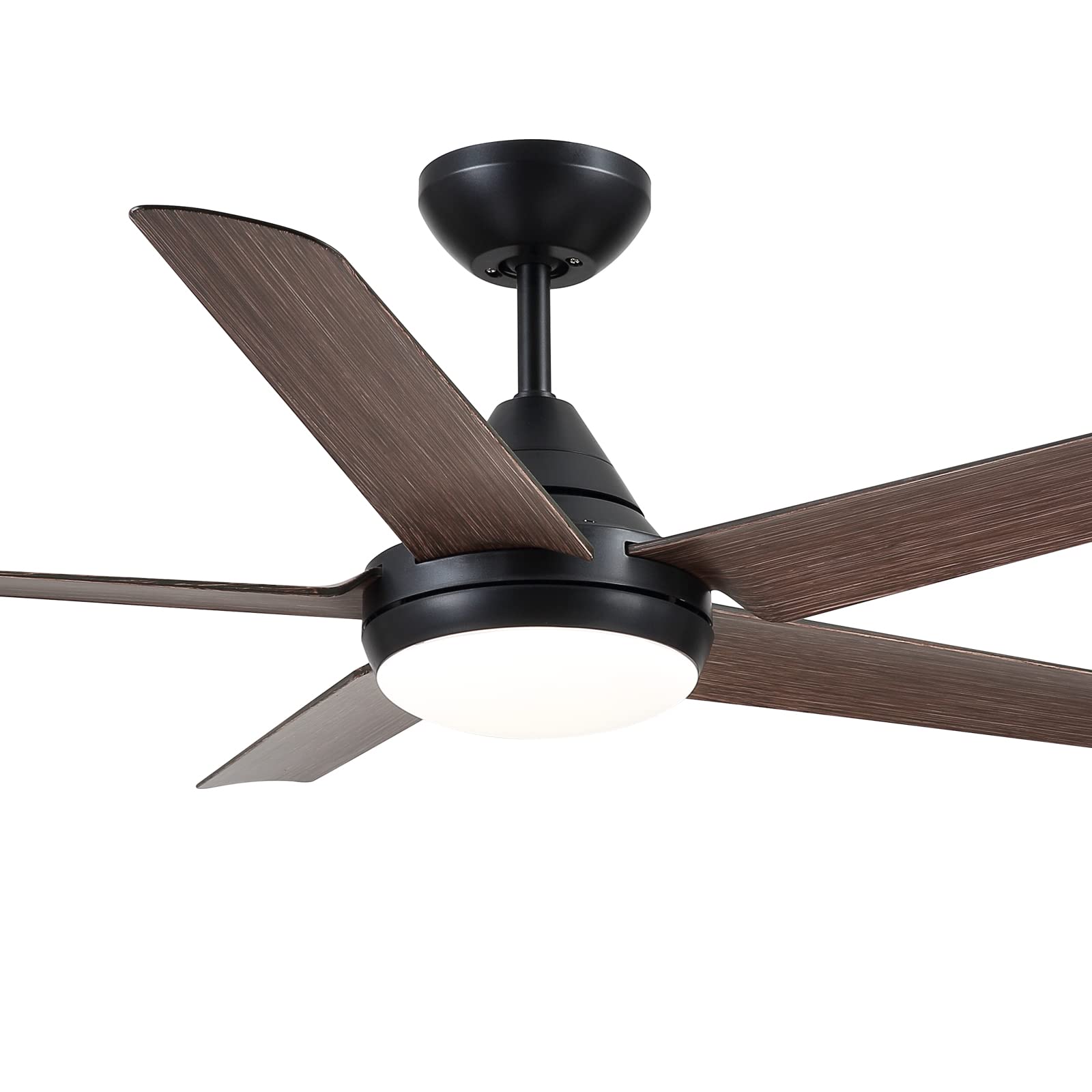 48 Inch Walnut Finish Ceiling Fan with Lights - Remote Control, Reversible Blades & 24W LED Light - Perfect for Living Room, Bedroom, and Outdoor Spaces
