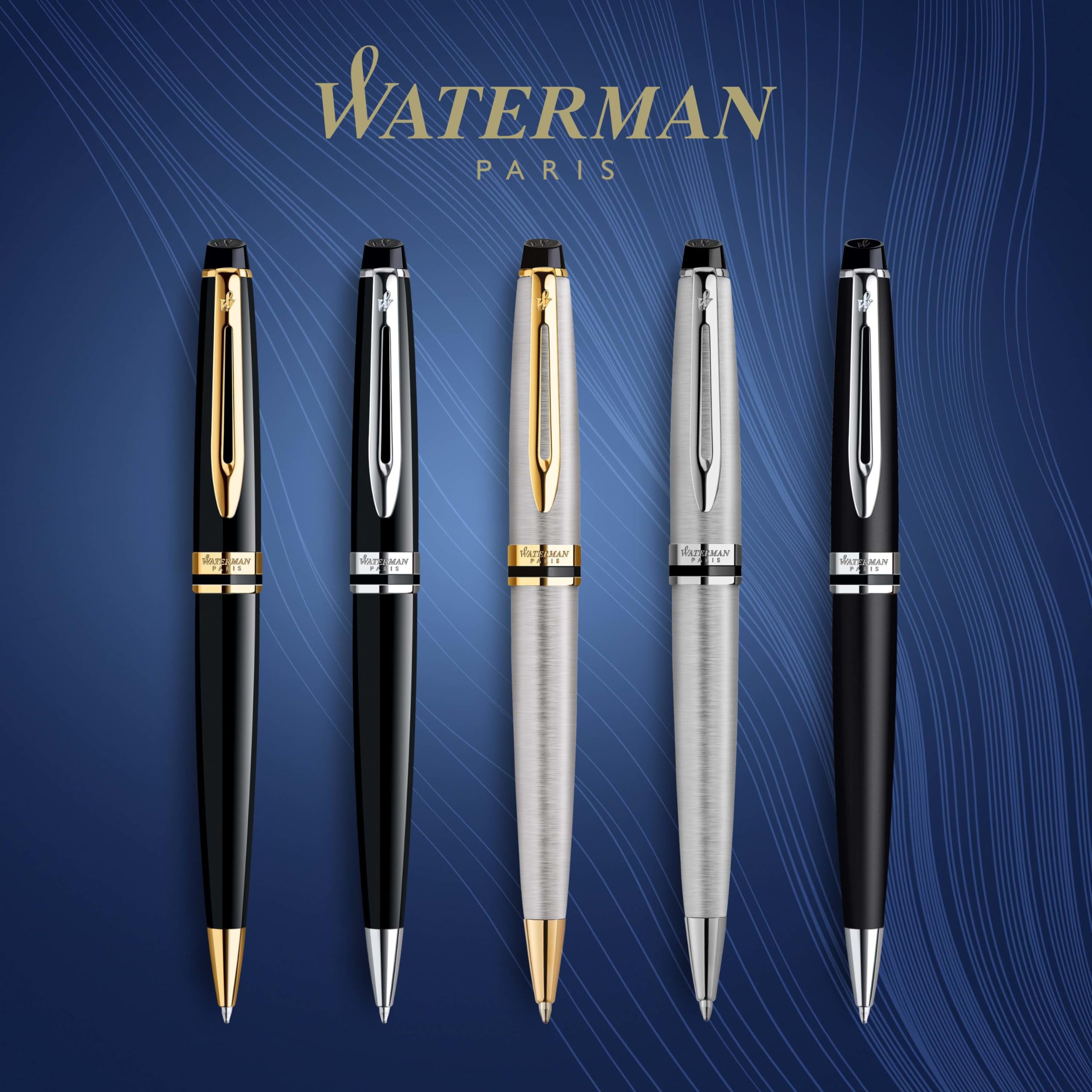 Waterman Expert Ballpoint Pen - Premium Stainless Steel with Chrome Trim, Medium Point Blue Ink Refill, Elegant Gift Box | Perfect for Business Professionals, Graduation Gifts & Luxury Writing Experience