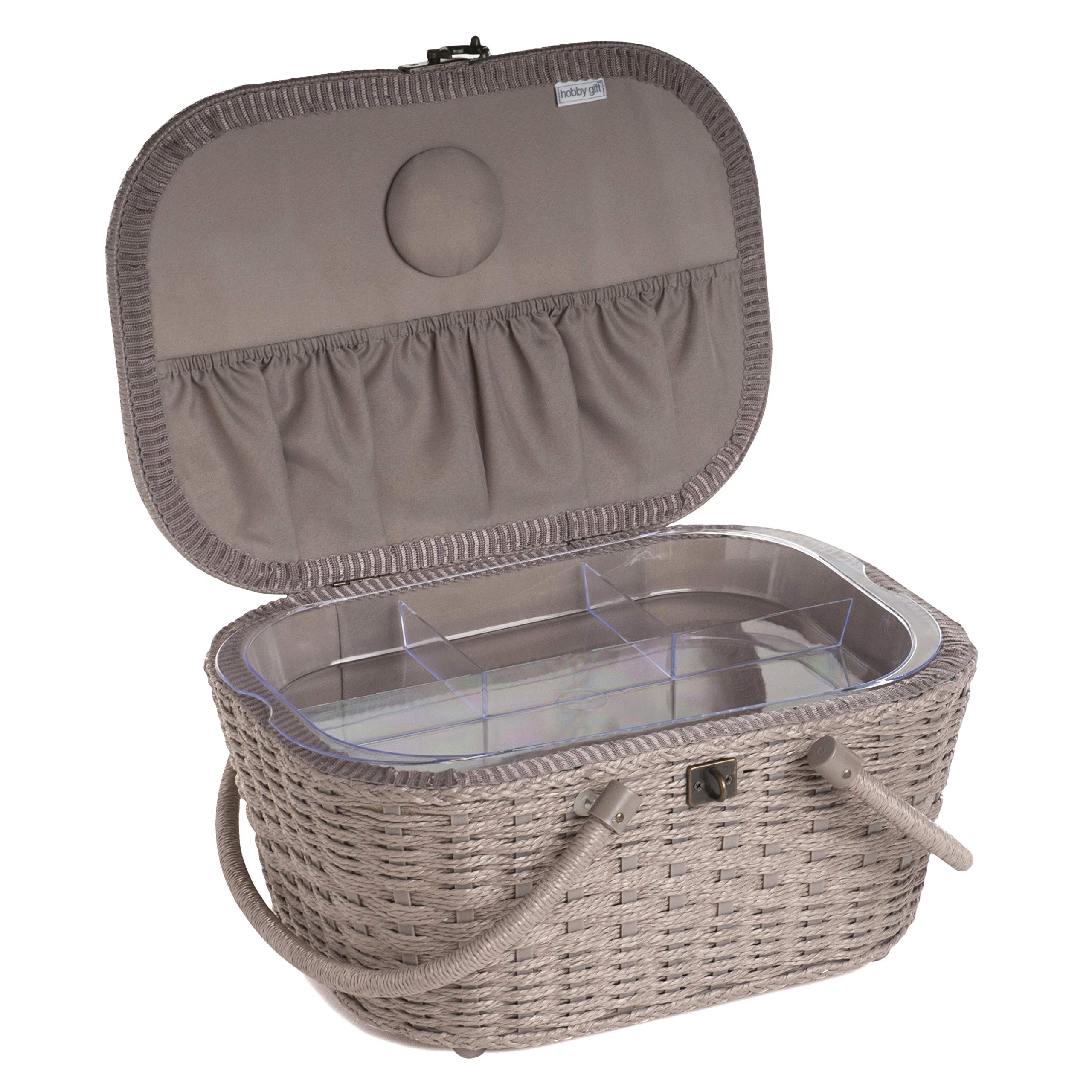 Groves Hobby Gift Sewing Box - Wicker Basket with Applique & Linen Bee Design | Perfect for Craft Storage, Needlework Supplies & DIY Projects (HGLHB)