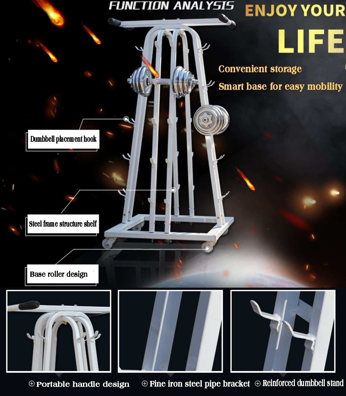 5-Tier Dumbbell Rack Stand for Home Gym - Heavy Duty Weight Storage Organizer for Dumbbells, Weight Plates & Curl Bars | Perfect for Garage, Basement & Home Workout Space
