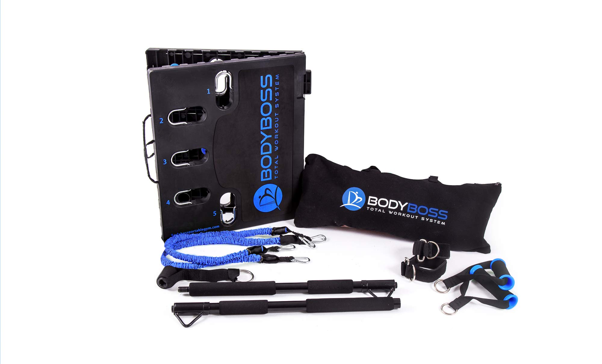 Portable Home Gym 2.0 Set with Resistance Bands & Collapsible Bar - Full Body Workout Equipment for Home, Travel & Outdoor Fitness - Blue | Perfect for Small Spaces, Apartment Workouts & On-the-Go Training