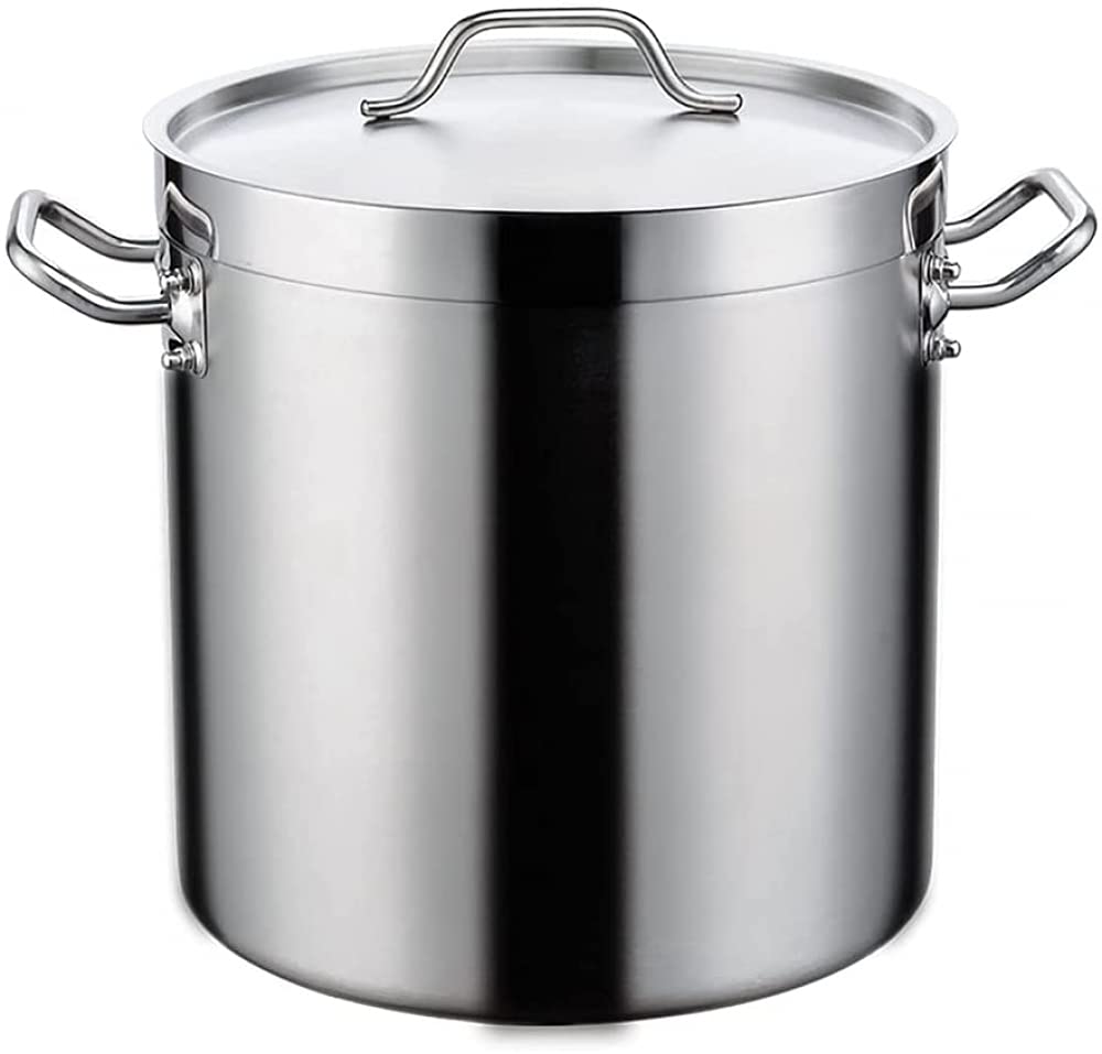 Premium 71L Stainless Steel Stock Pot with Lid - Tri-Ply Bottom for Even Heat Distribution - Large Cooking Pot for Soups, Stews & Canning (45 x 45cm) - Perfect for Home Chefs & Commercial Kitchens
