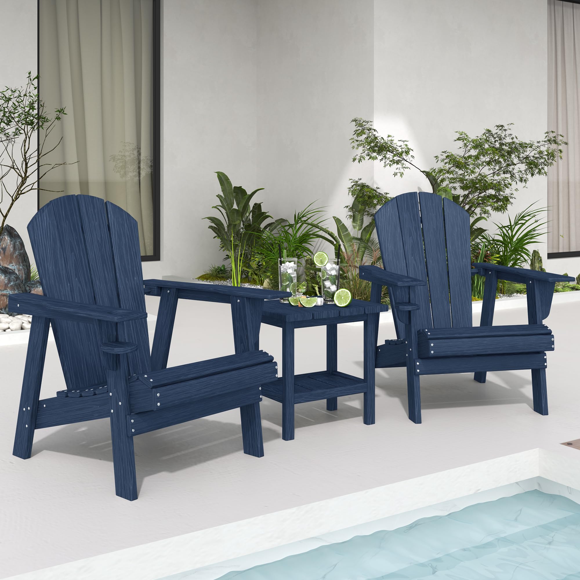 **Premium HDPE All-Weather Adirondack Chairs – Durable Outdoor Fire Pit Seating in Navy Blue – Perfect for Patio, Garden & Backyard Relaxation**