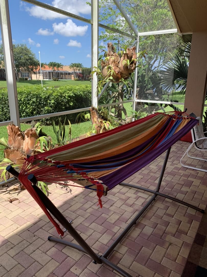 Sunnydaze Brazilian Portable Steel Hammock Stand for Outdoor Use with Carrying Case - 400 lb Capacity Hammock Frame - Black Finish - Perfect for Backyard, Camping, Beach & Patio Relaxation
