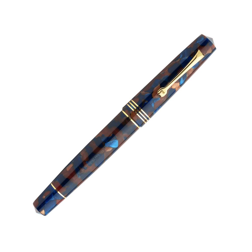 Leonardo Fountain Pen - Momento Zero Stainless Steel with Pietra Marina (Sea Stone) Design | Premium Writing Instrument for Professionals, Collectors & Gift Giving | Perfect for Signatures, Calligraphy & Special Occasions
