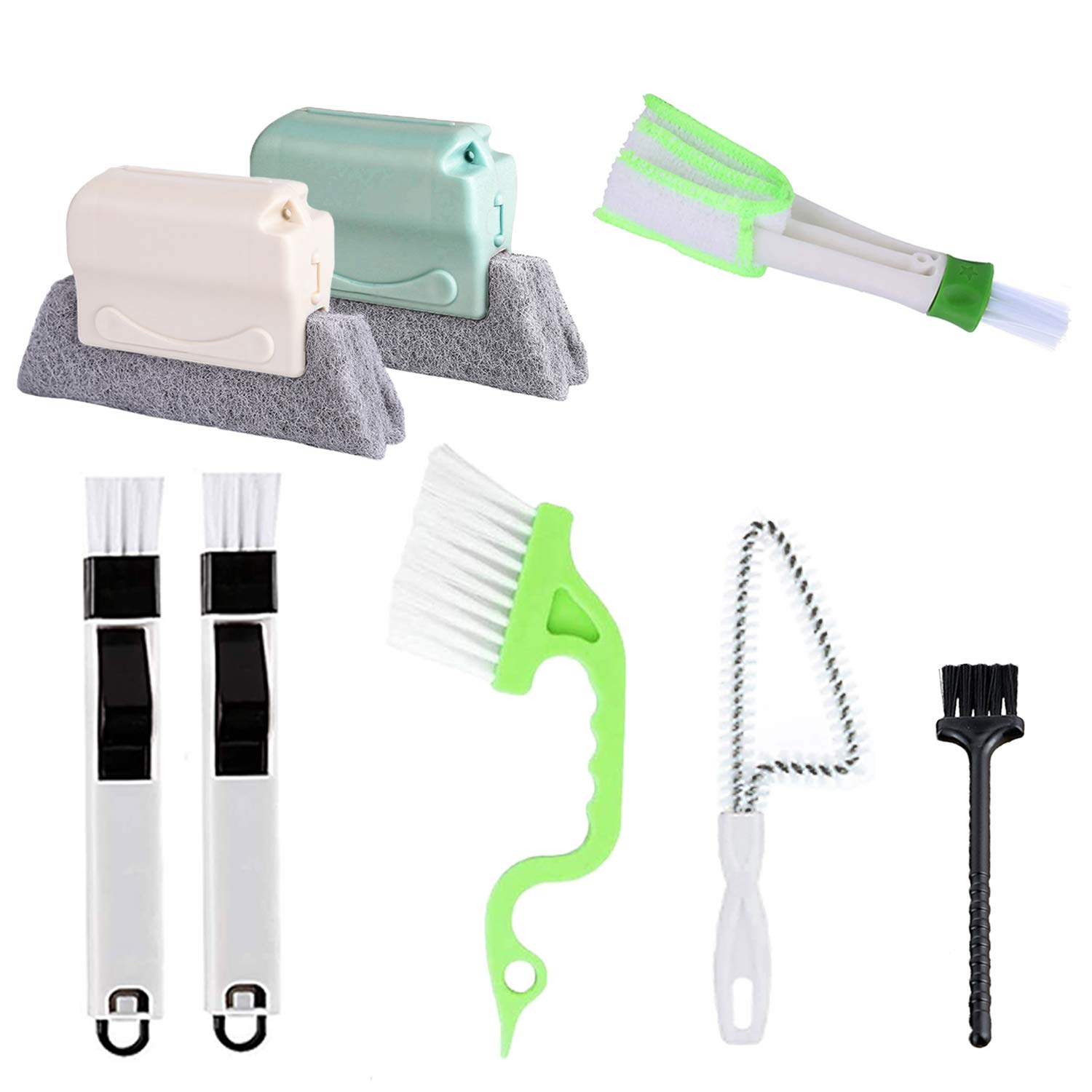 8-Piece Handheld Groove & Gap Cleaning Kit - Multi-Purpose Crevice Brushes for Sliding Doors, Window Tracks, Tile Lines, Shutters, Car Vents, AC Units & Keyboards | Perfect for Home, Office & Auto Deep Cleaning