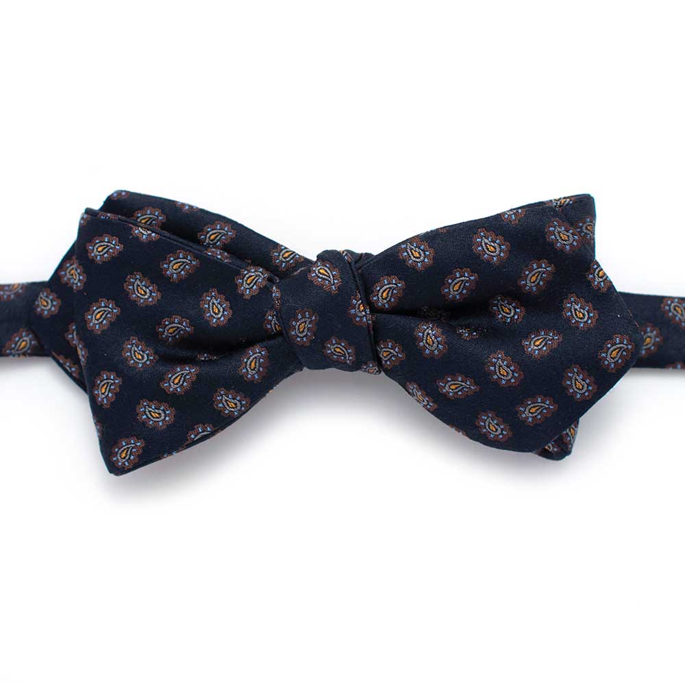 Elegant Navy Blue Silk Paisley Bow Tie for Men - Perfect for Weddings, Prom & Formal Events