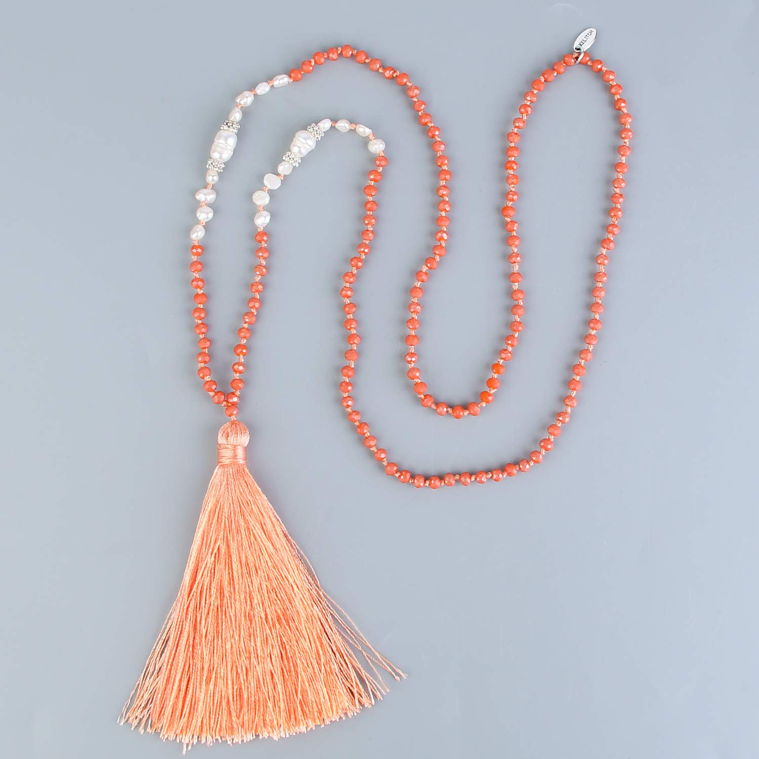 KELITCH Handmade Shell Pearl Necklace for Women - Light Orange, Fashion Jewelry for Parties & Gifts