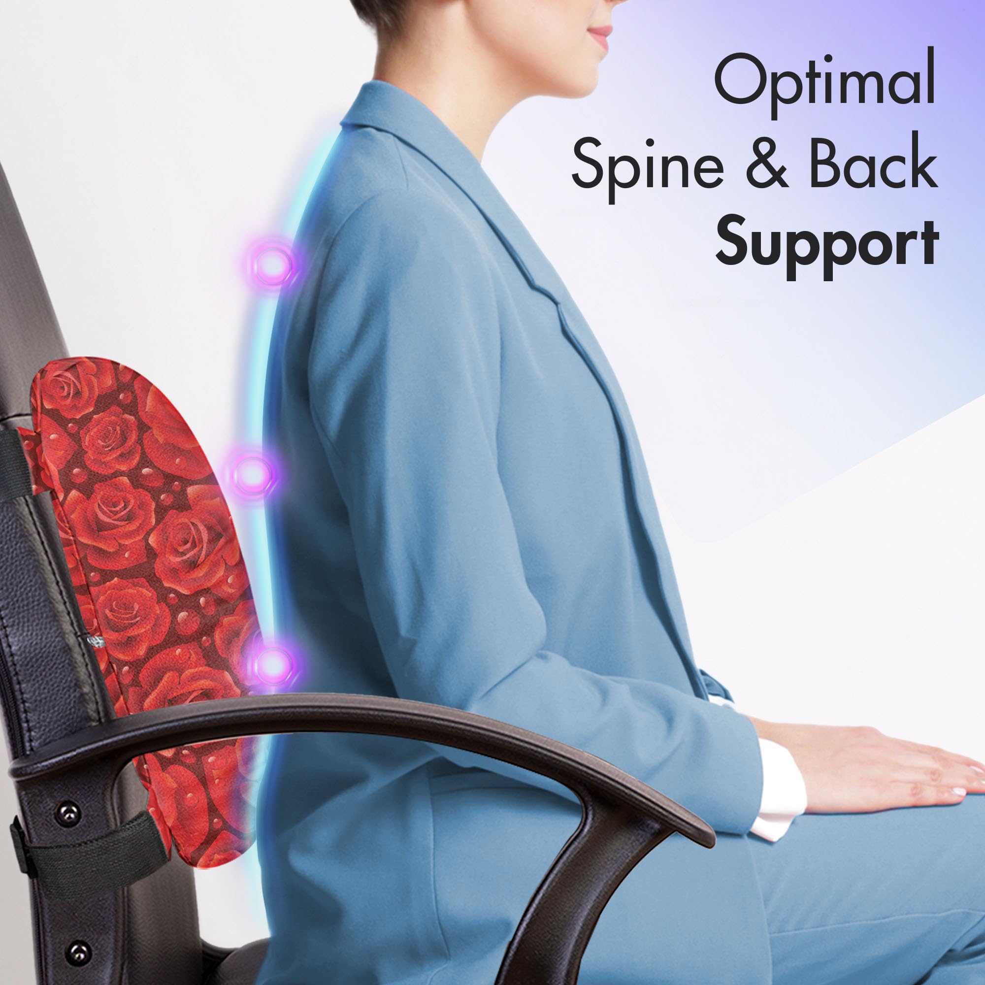 Ambesonne Rose Lumbar Support Pillow - High Density Foam for Office Chair & Car Seat - 14