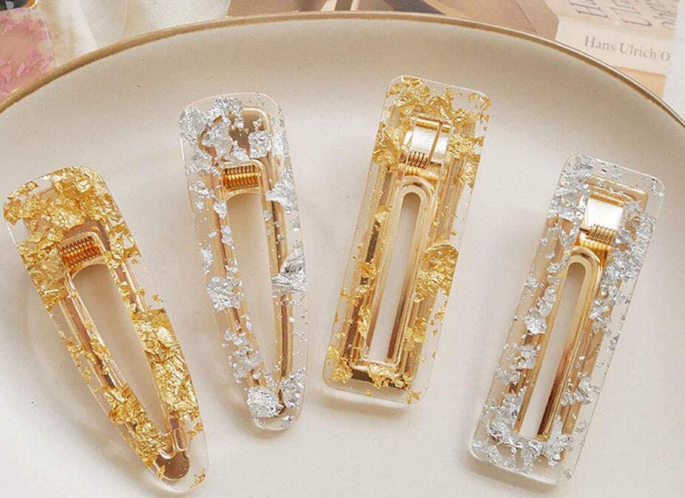 4CS Women's Sweet Duckbill Hair Clips - Acrylic Resin Geometric Alligator Hair Barrettes & Pins - Fashion Hair Accessories for Ladies (A#) - Perfect for Parties, Weddings & Everyday Styling