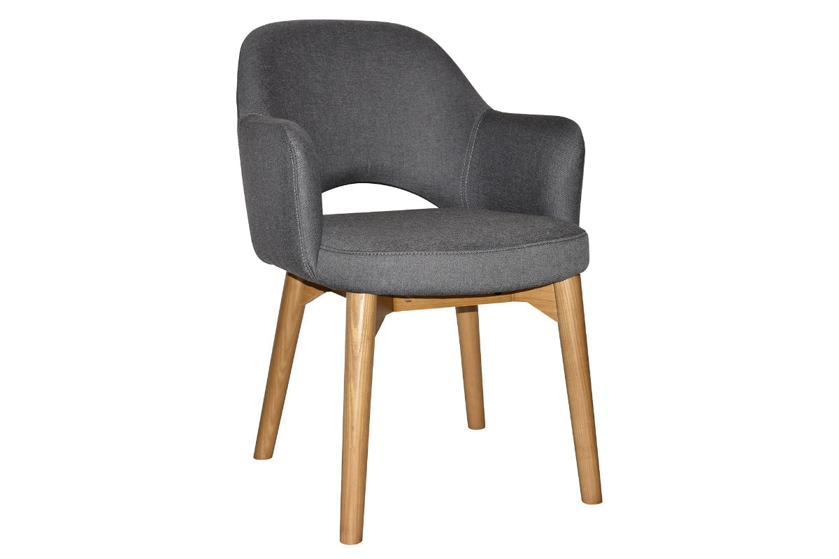 EZ Hospitality Cairo Indoor Armchair with Light Oak Timber Base - 4-Leg Modern Dining Chair for Living Room, Bedroom & Office