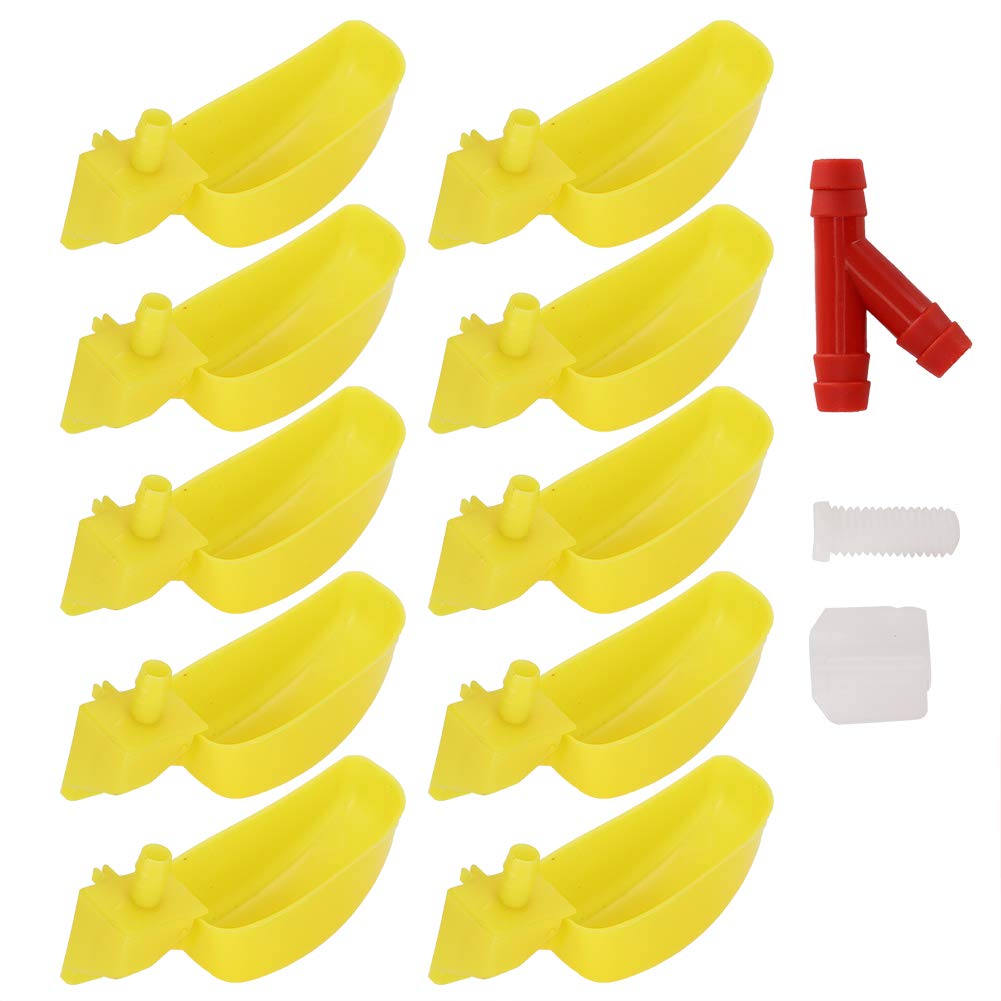 Jeanoko 10Pcs Automatic Waterers - Large Yellow Drinking Cups for Quail, Chicken, Pigeons, Ducks & Birds - Durable Outdoor & Indoor Use for Poultry Farms & Backyard Coops