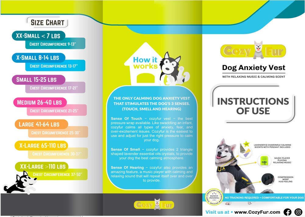 3-in-1 Anxiety Relief Dog Vest with Music & Aromatherapy - Calming Sound & Essential Oil Scent for Canine Stress Relief - Fireworks, Thunder, Separation Anxiety - Comfortable Shirt Jacket for Small Dogs (Black, XXS [Up to 7 Lbs]) - Perfect for Storms, Travel & Vet Visits