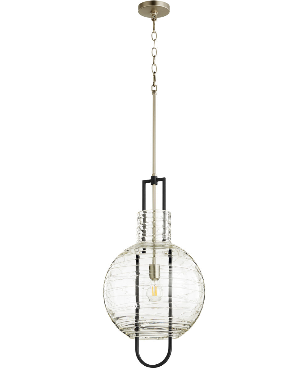Black 1-Light Pendant Light Fixture with Satin Nickel Finish - Perfect for Kitchen Island, Dining Room, or Entryway Lighting