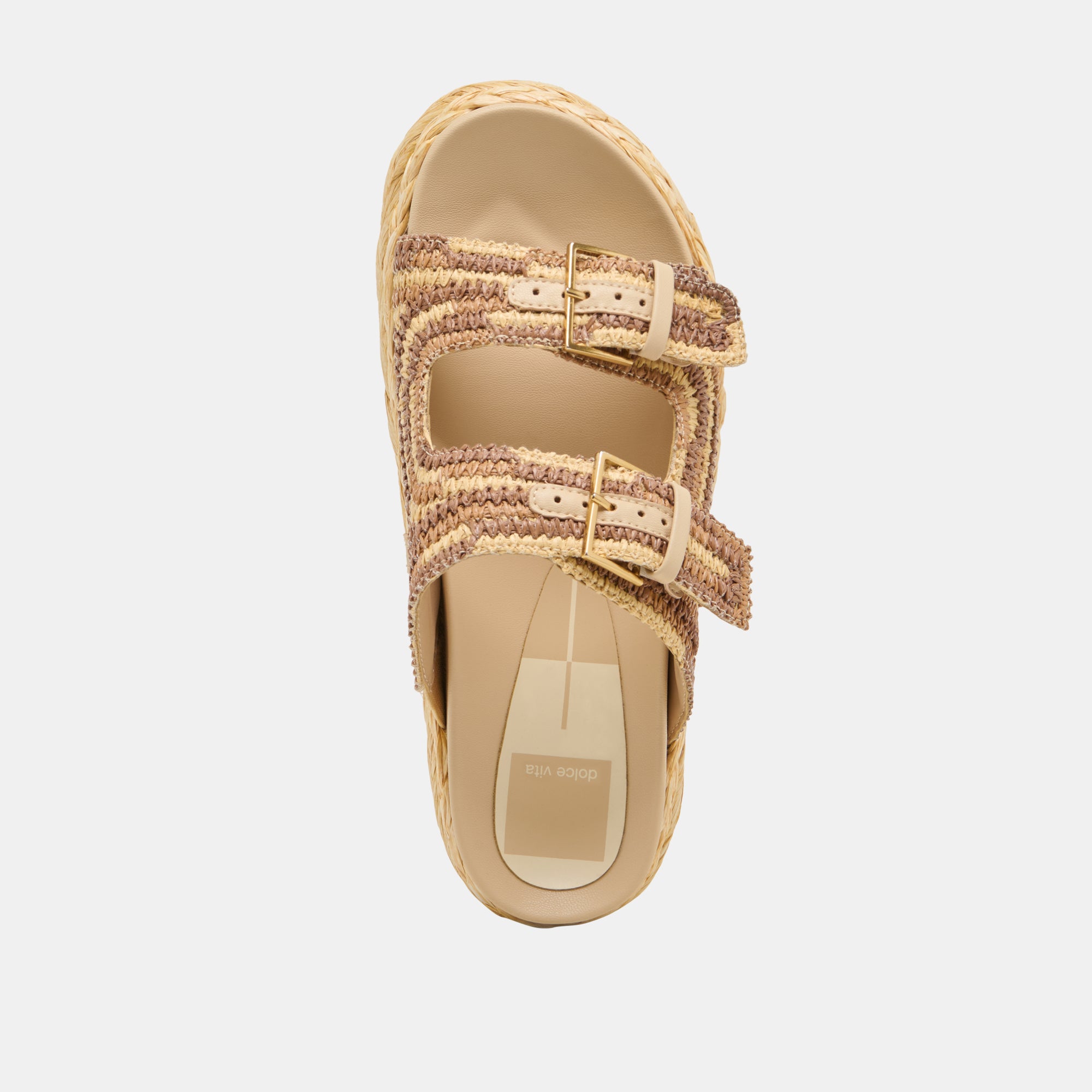 FALYN Women's Brown Woven Raffia Sandals - Comfortable Summer Beach Slides for Outdoor Walking & Vacation